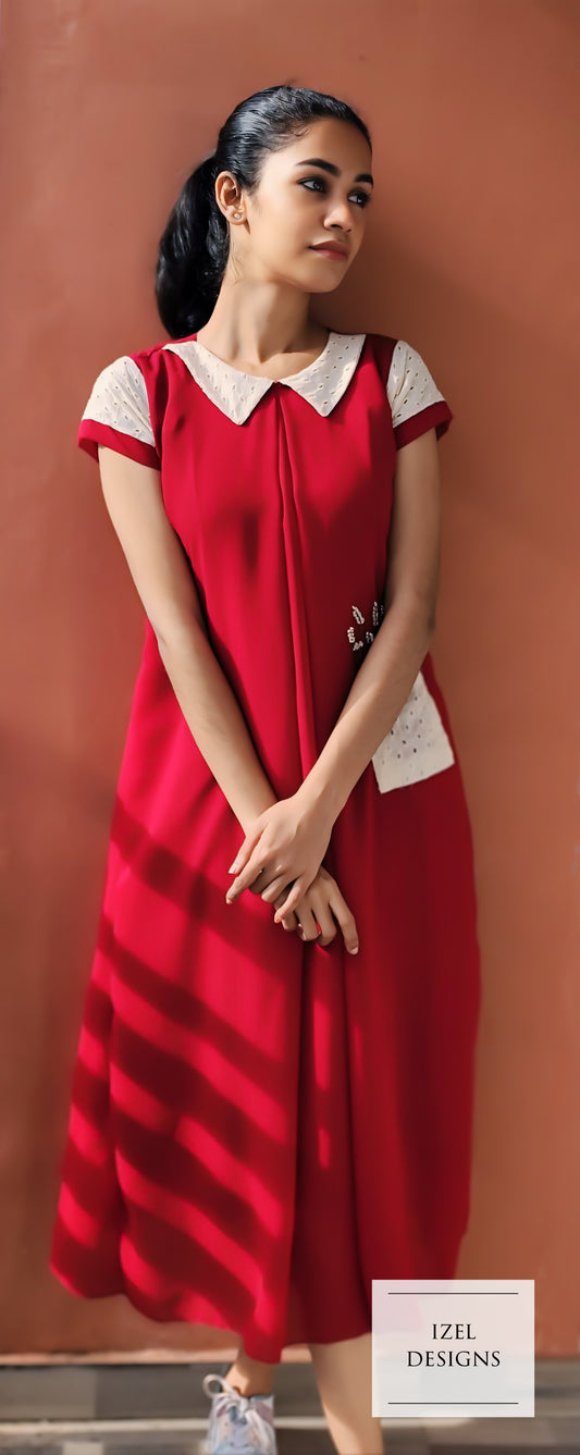 Hand embroidery aline maxi dress