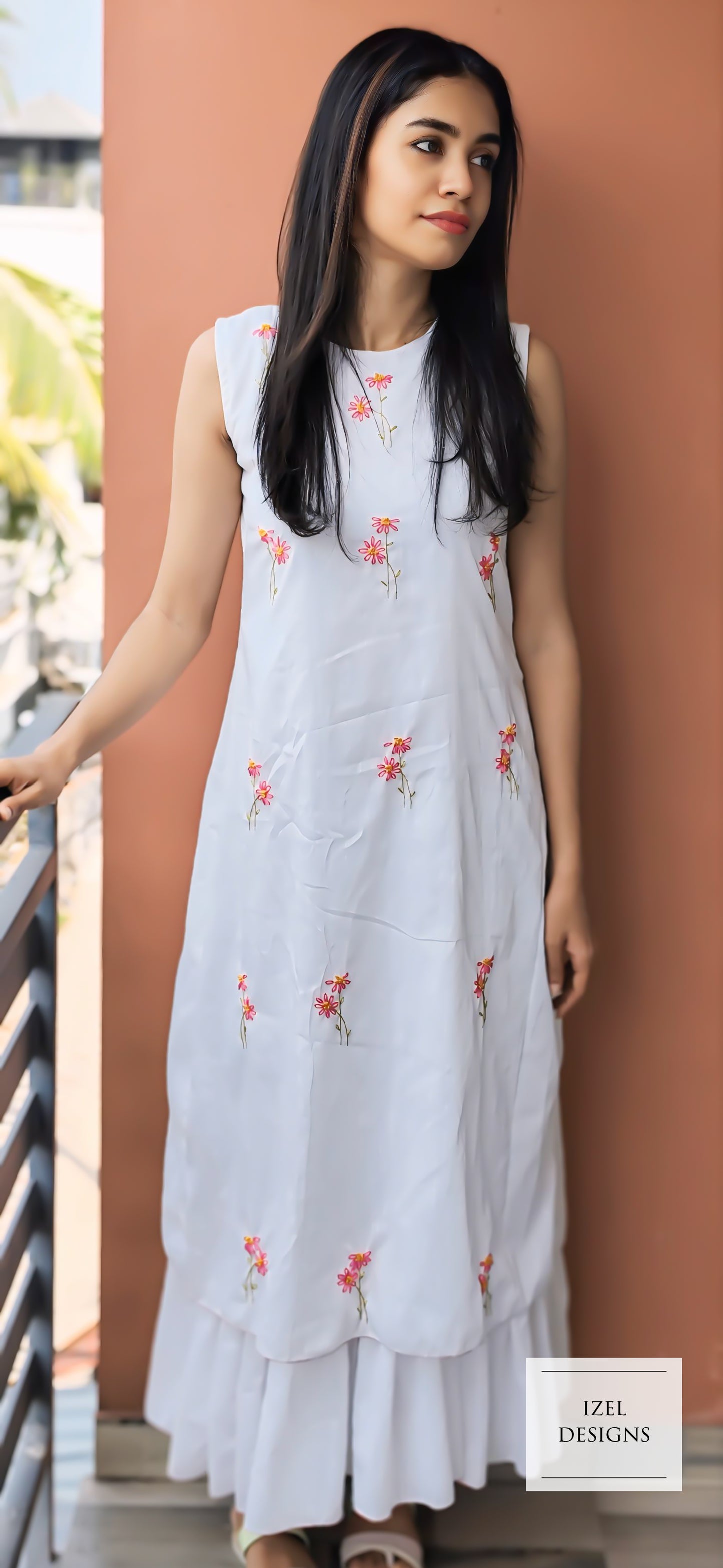 Hand embroidery aline maxi dress