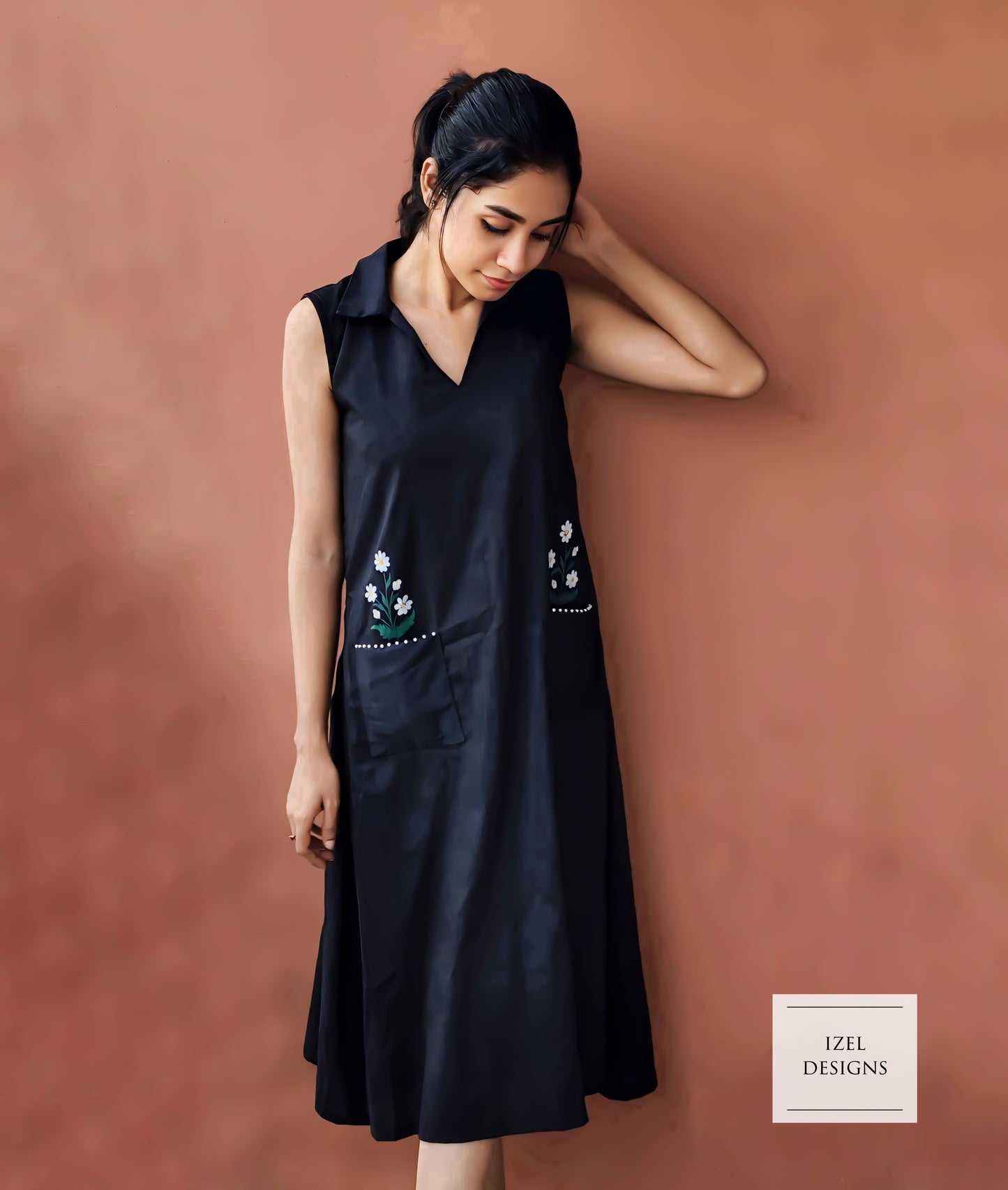 Hand painted aline midi dress