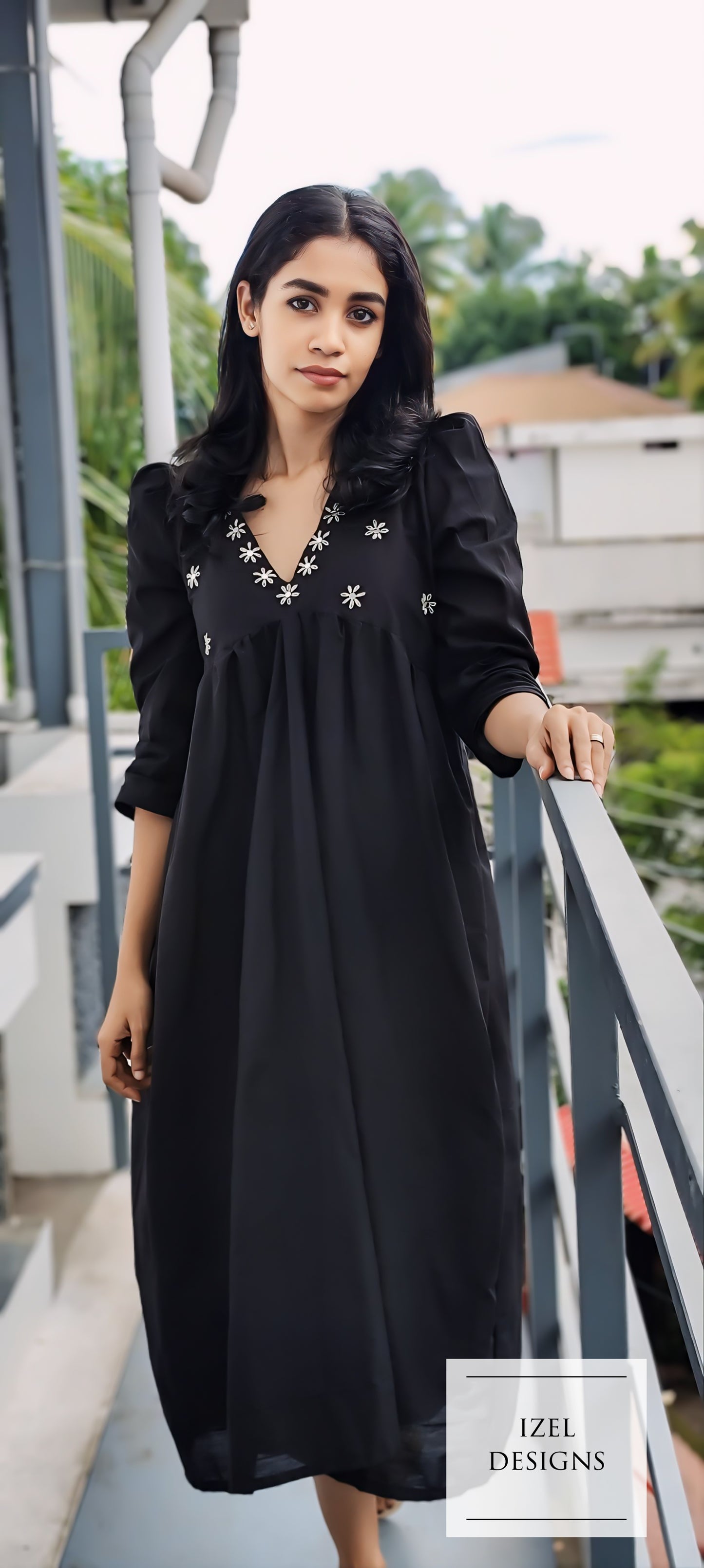 Hand embroidery aliya cut maxi dress