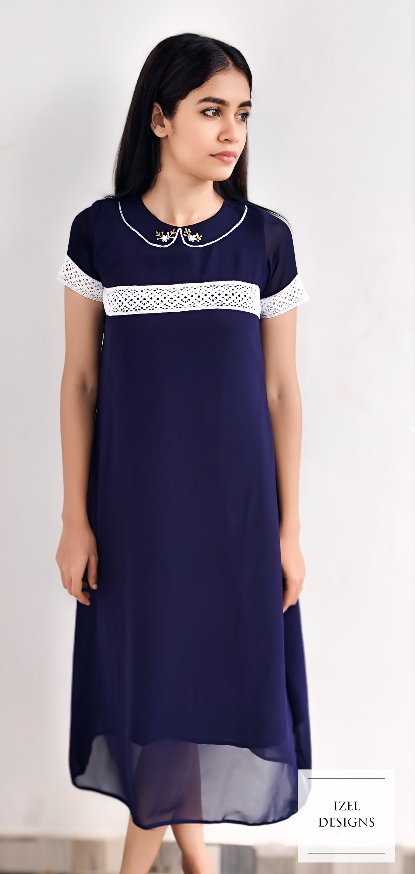 Hand embroidery aline midi dress