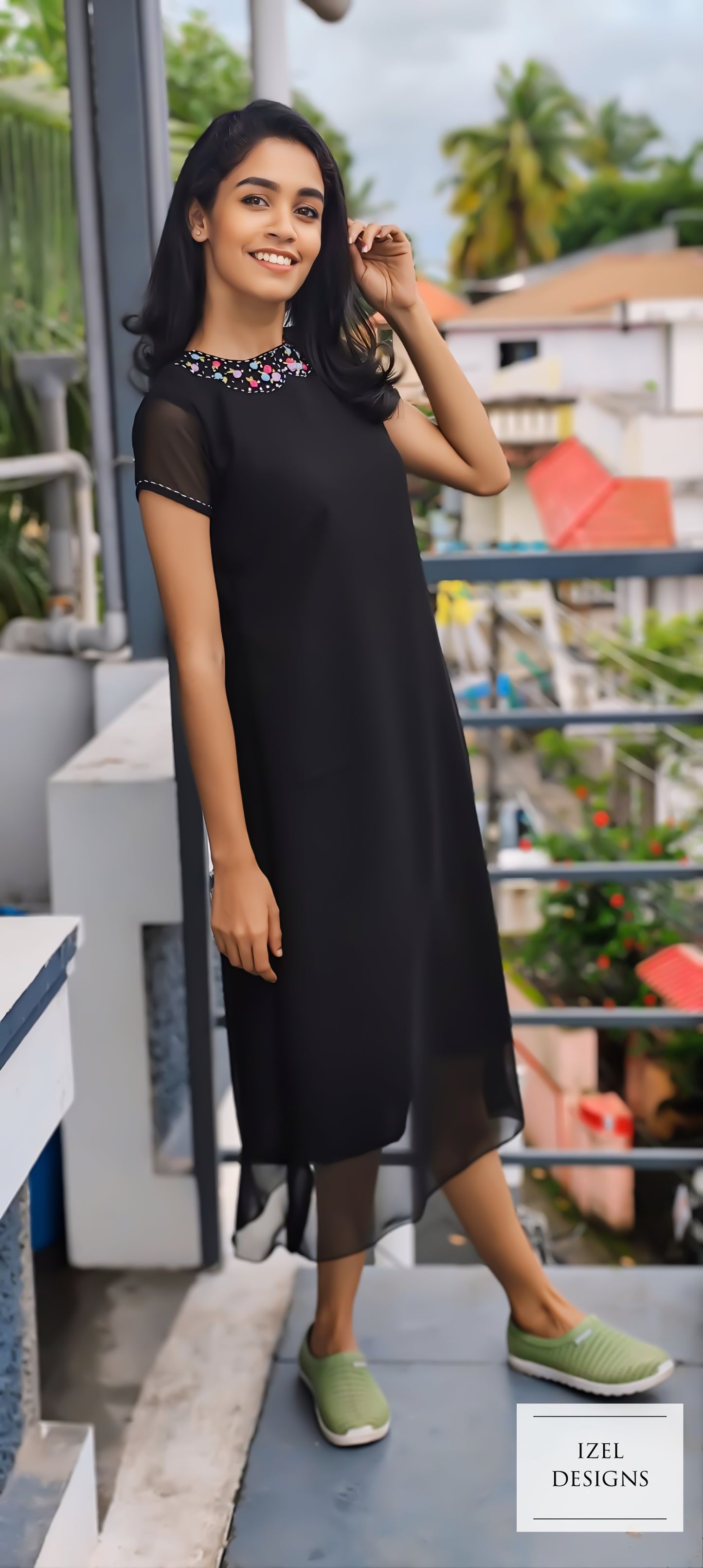 Hand embroidery aline midi dress