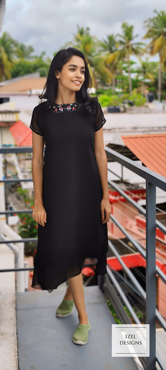 Hand embroidery aline midi dress