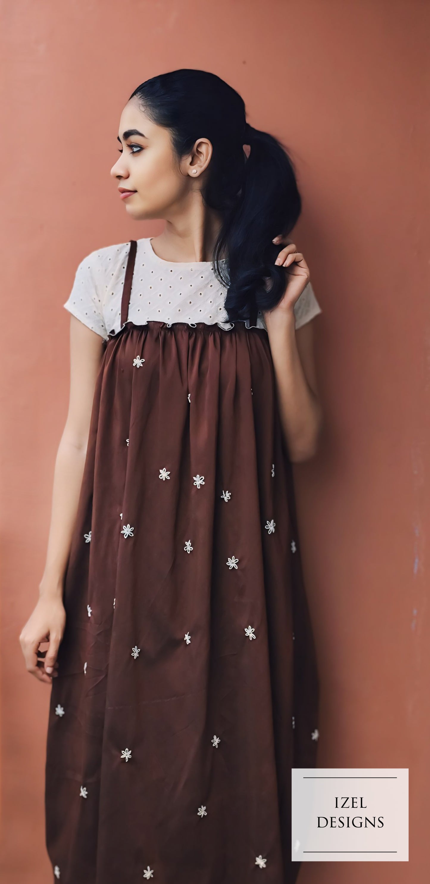 Hand embroidery midi dress & crop top