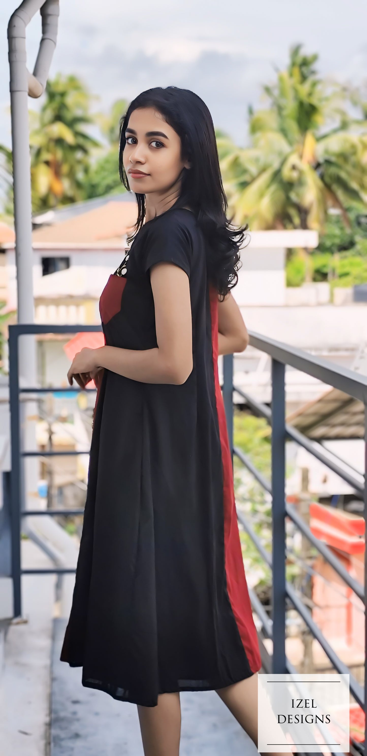 Hand embroidery aline midi dress