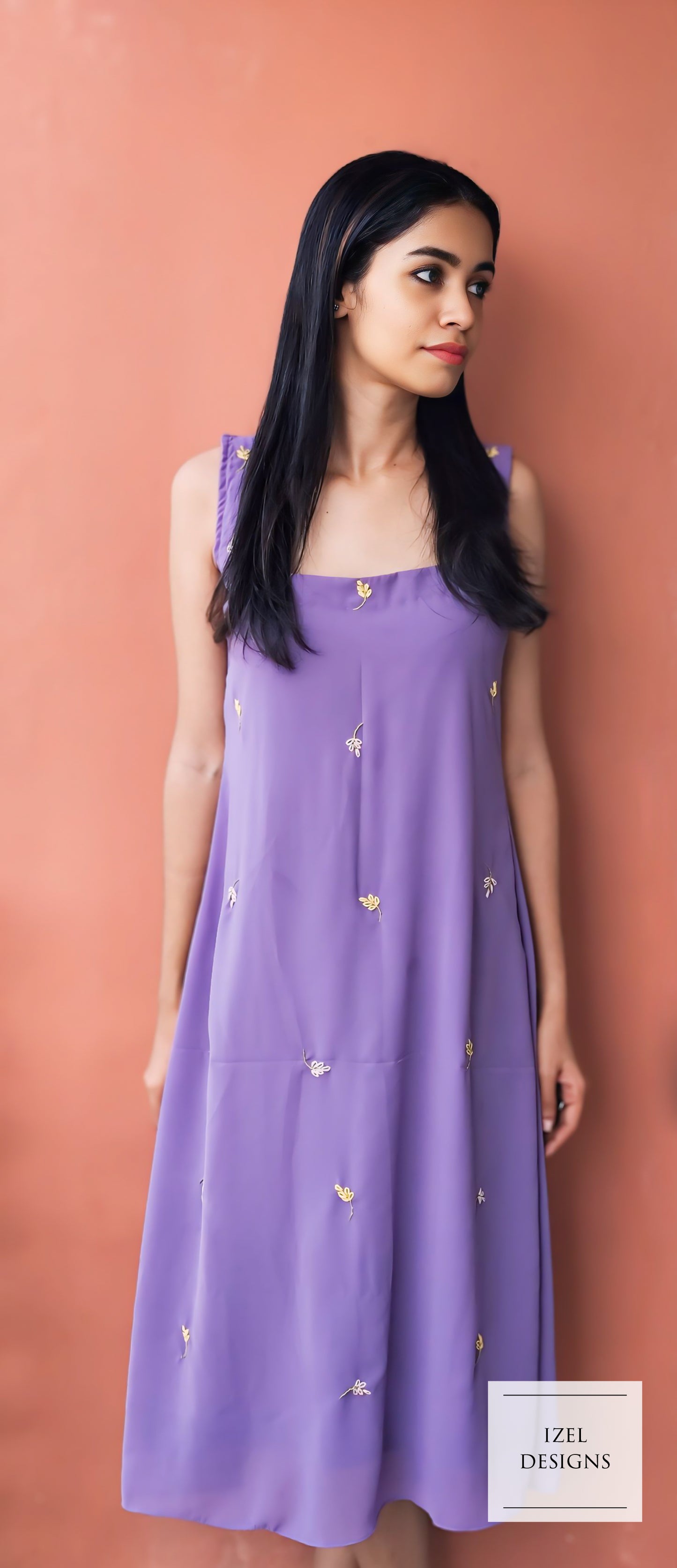 Hand embroidery aline midi dress & crop top