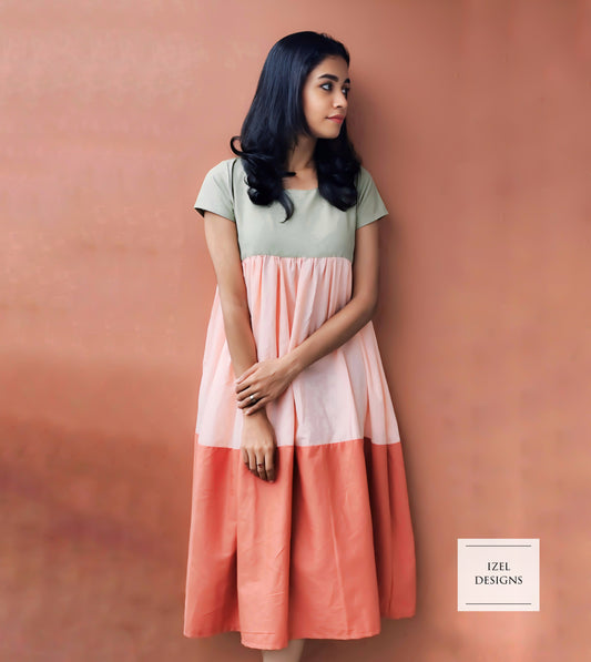 Tiered multicolour midi dress