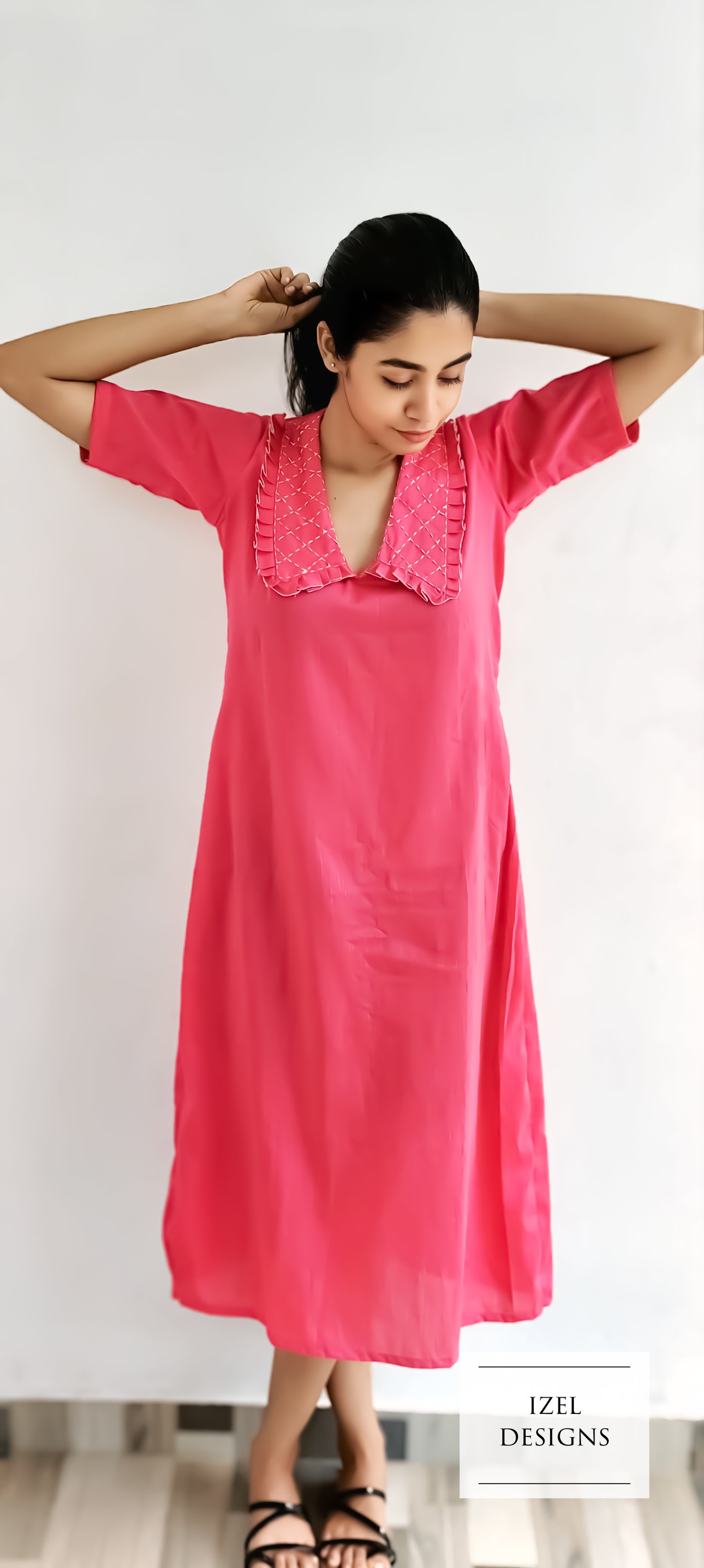 Hand embroidery aline midi dress