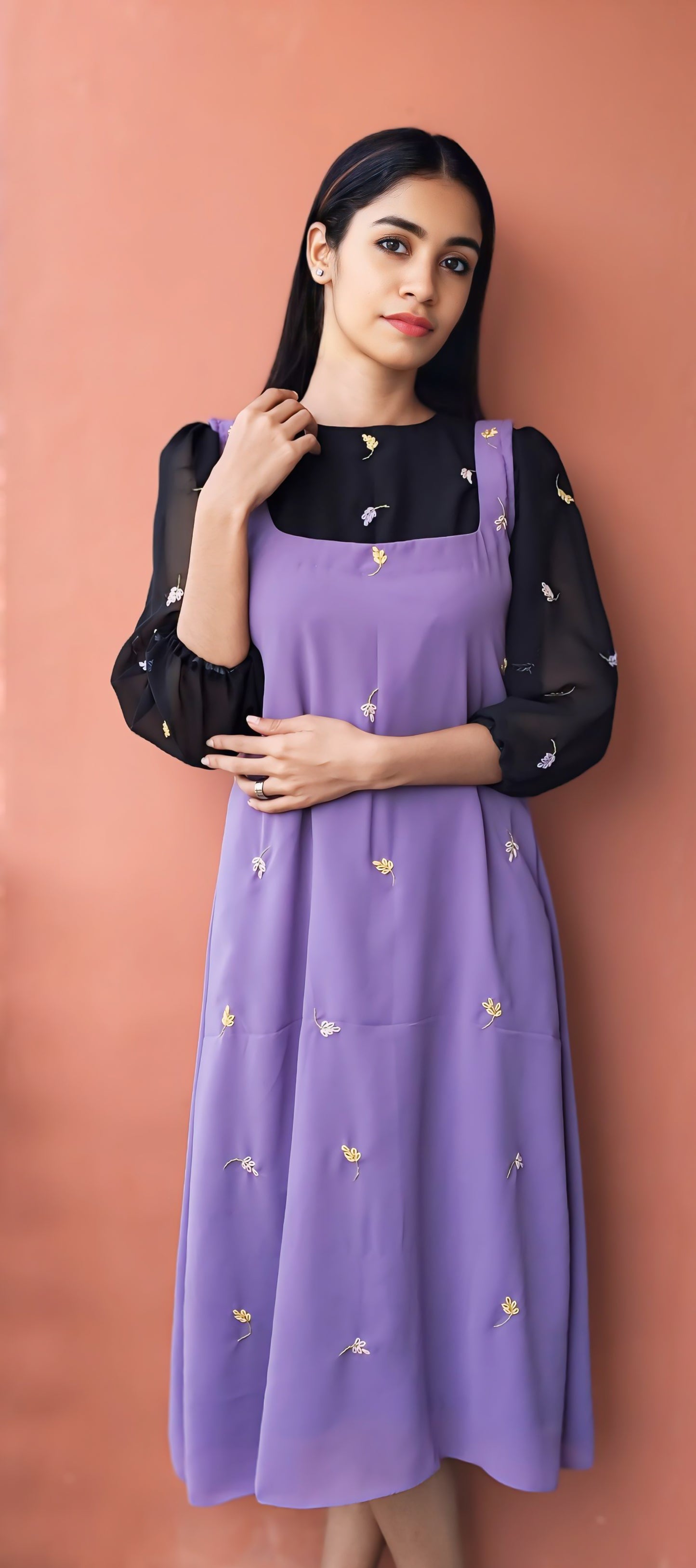 Hand embroidery aline midi dress & crop top