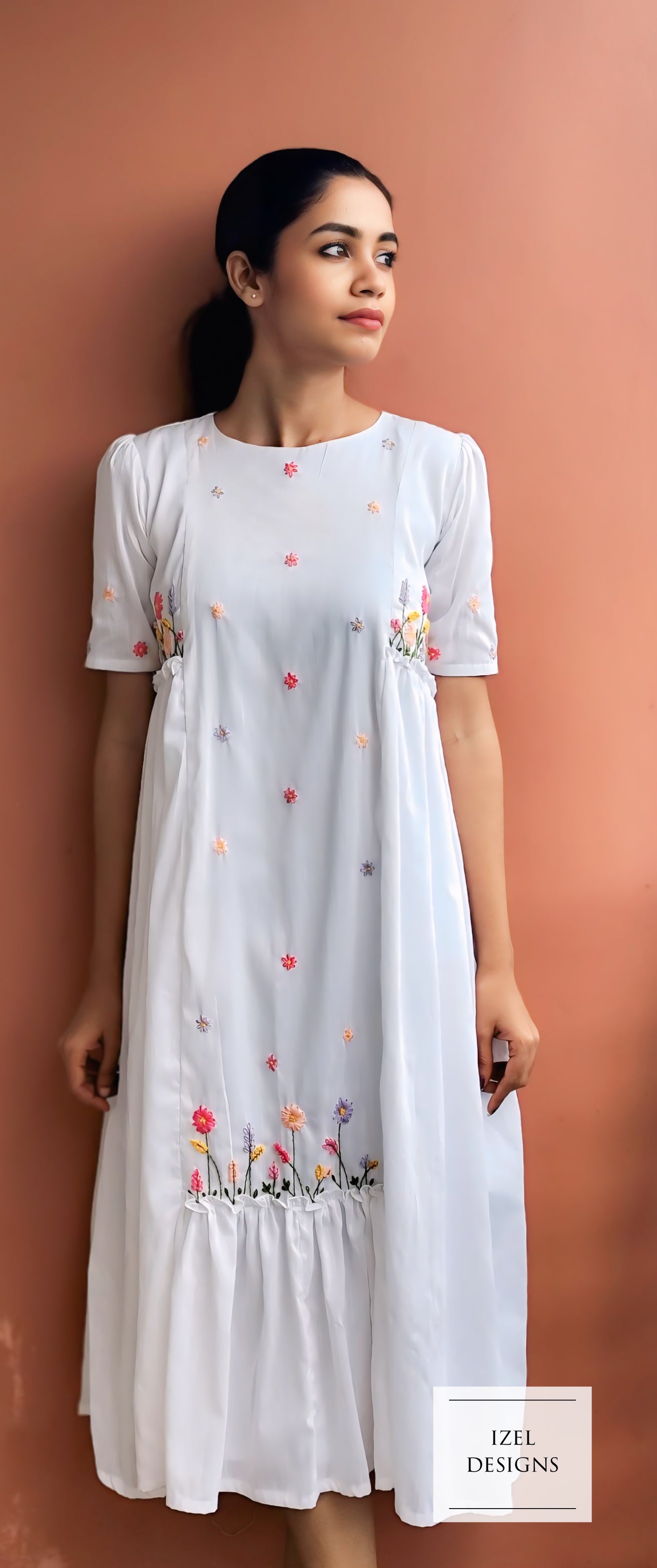 Hand embroidery maxi dress