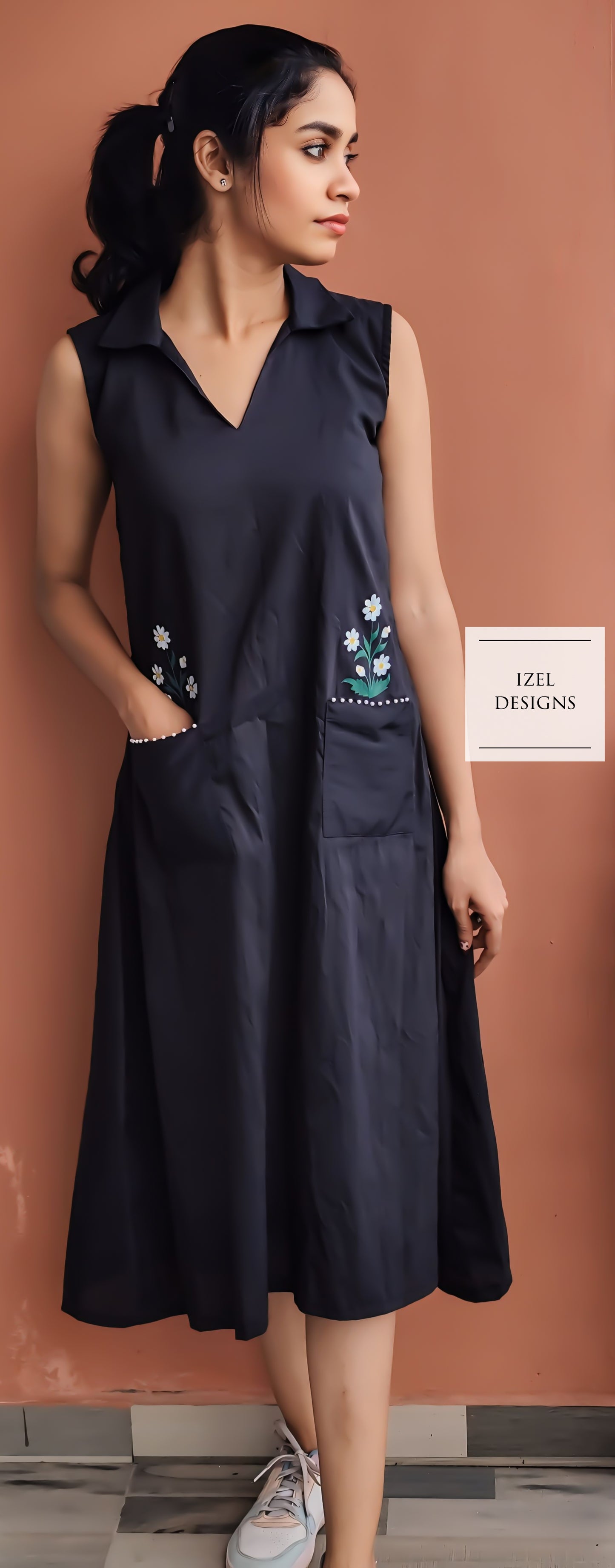 Hand painted aline midi dress