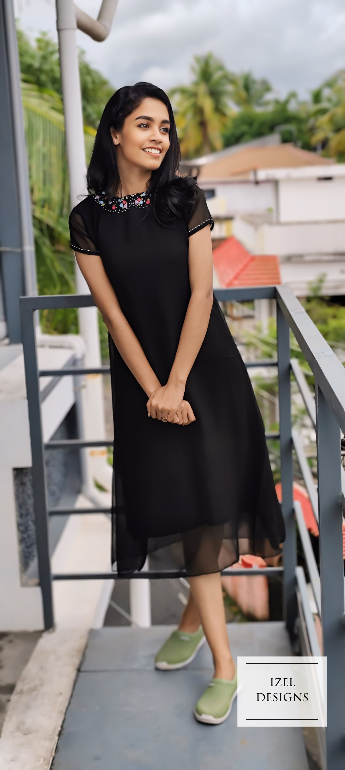 Hand embroidery aline midi dress