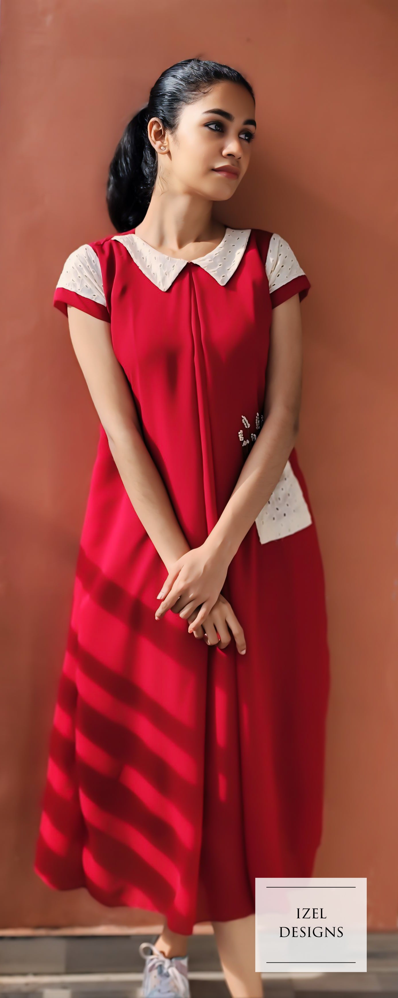 Hand embroidery aline maxi dress