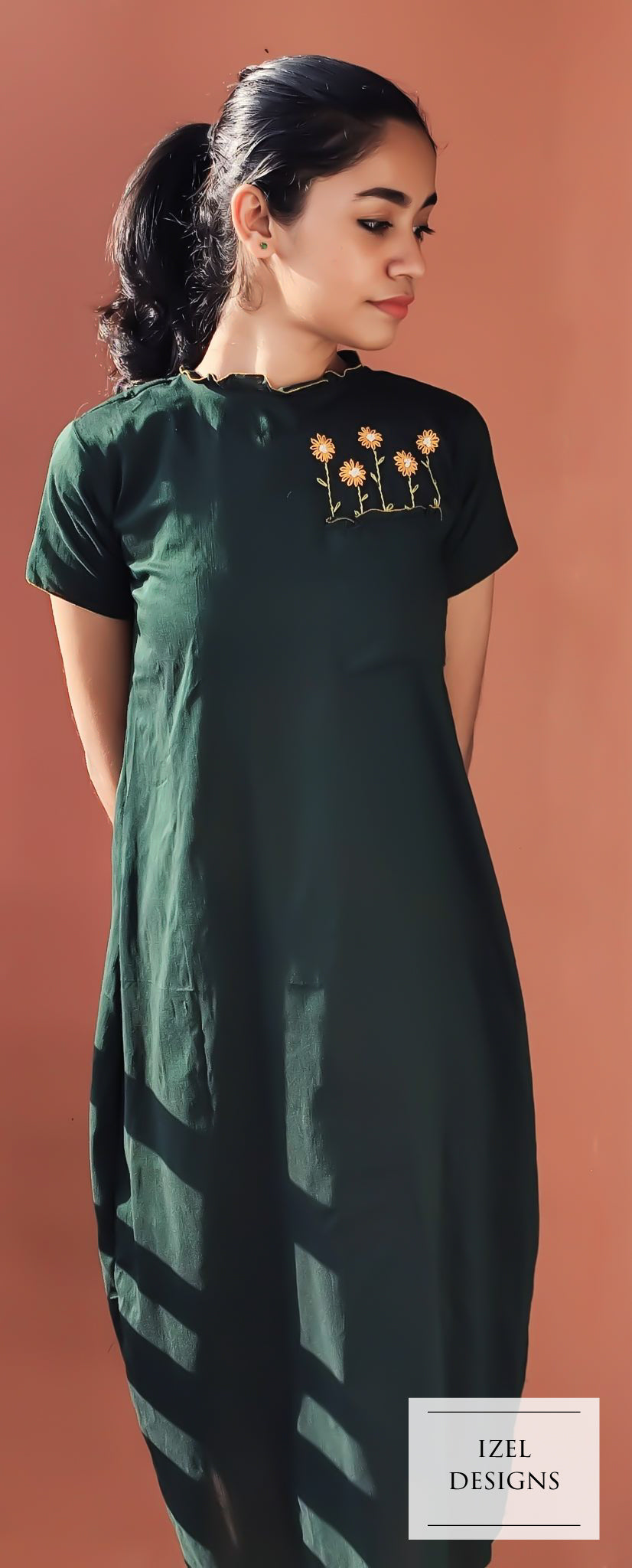 Hand embroidery aline midi dress