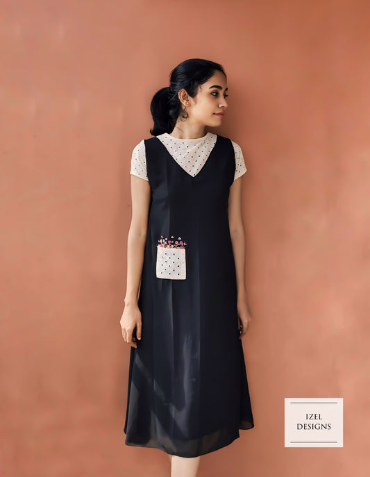 Hand embroidery aline midi dress