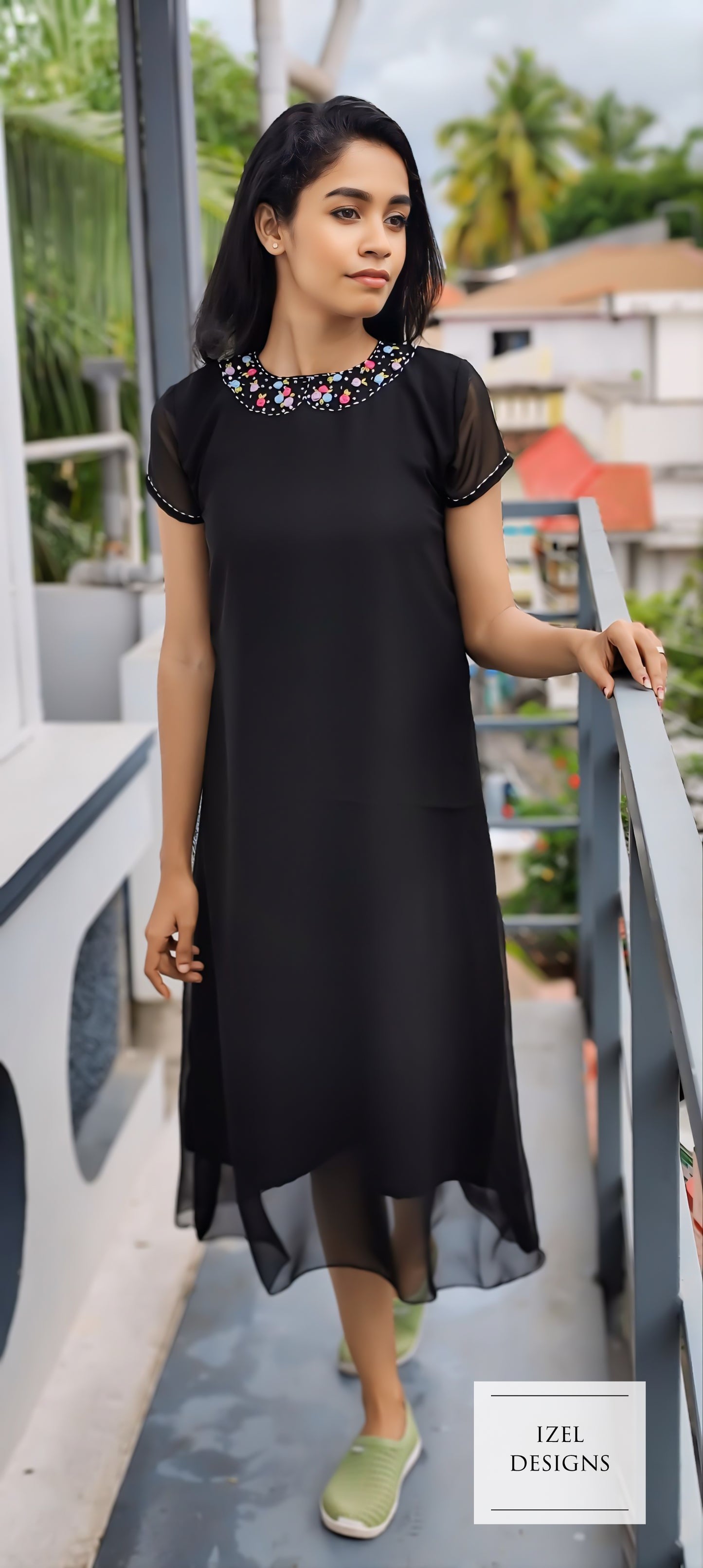 Hand embroidery aline midi dress