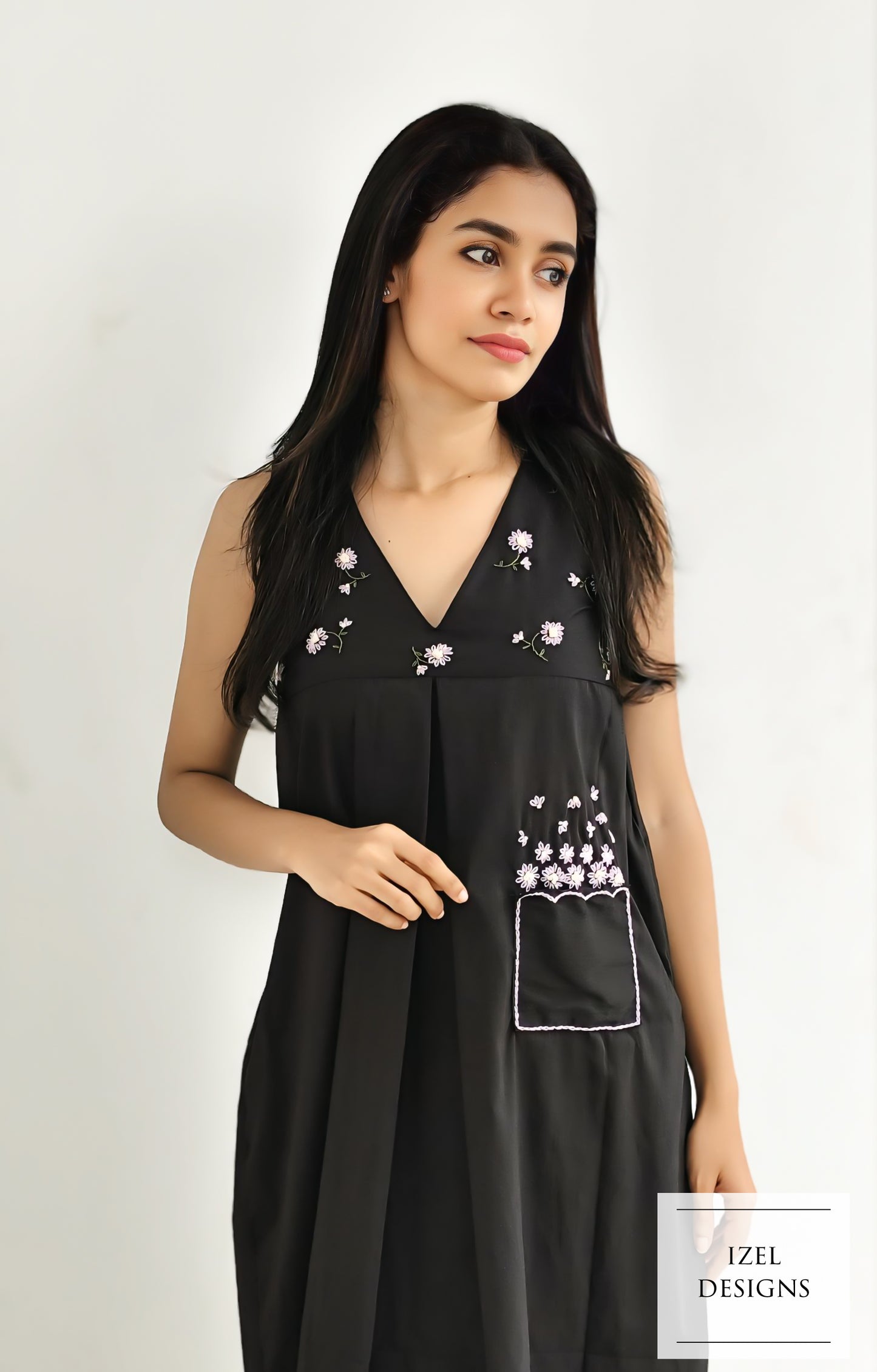 Hand embroidery aline maxi dress