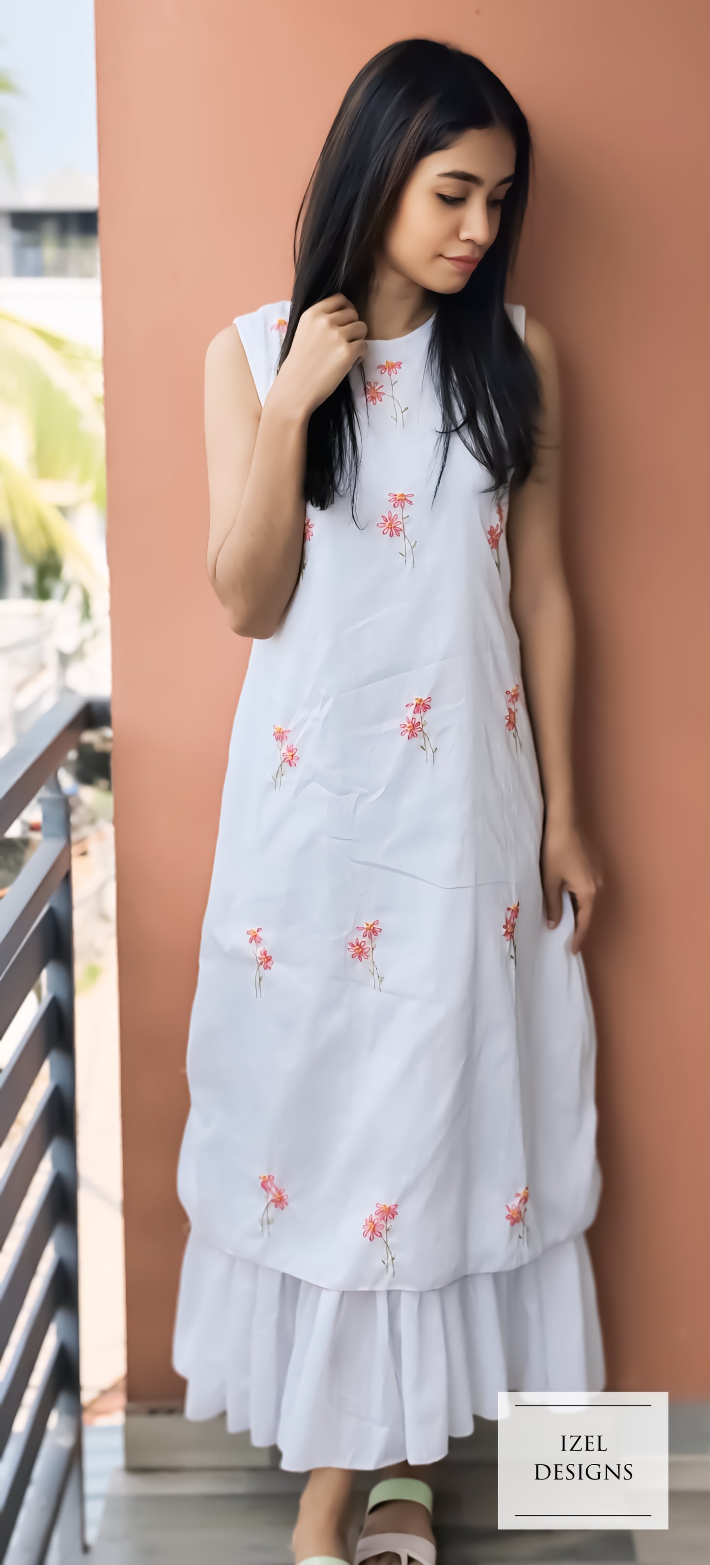 Hand embroidery aline maxi dress