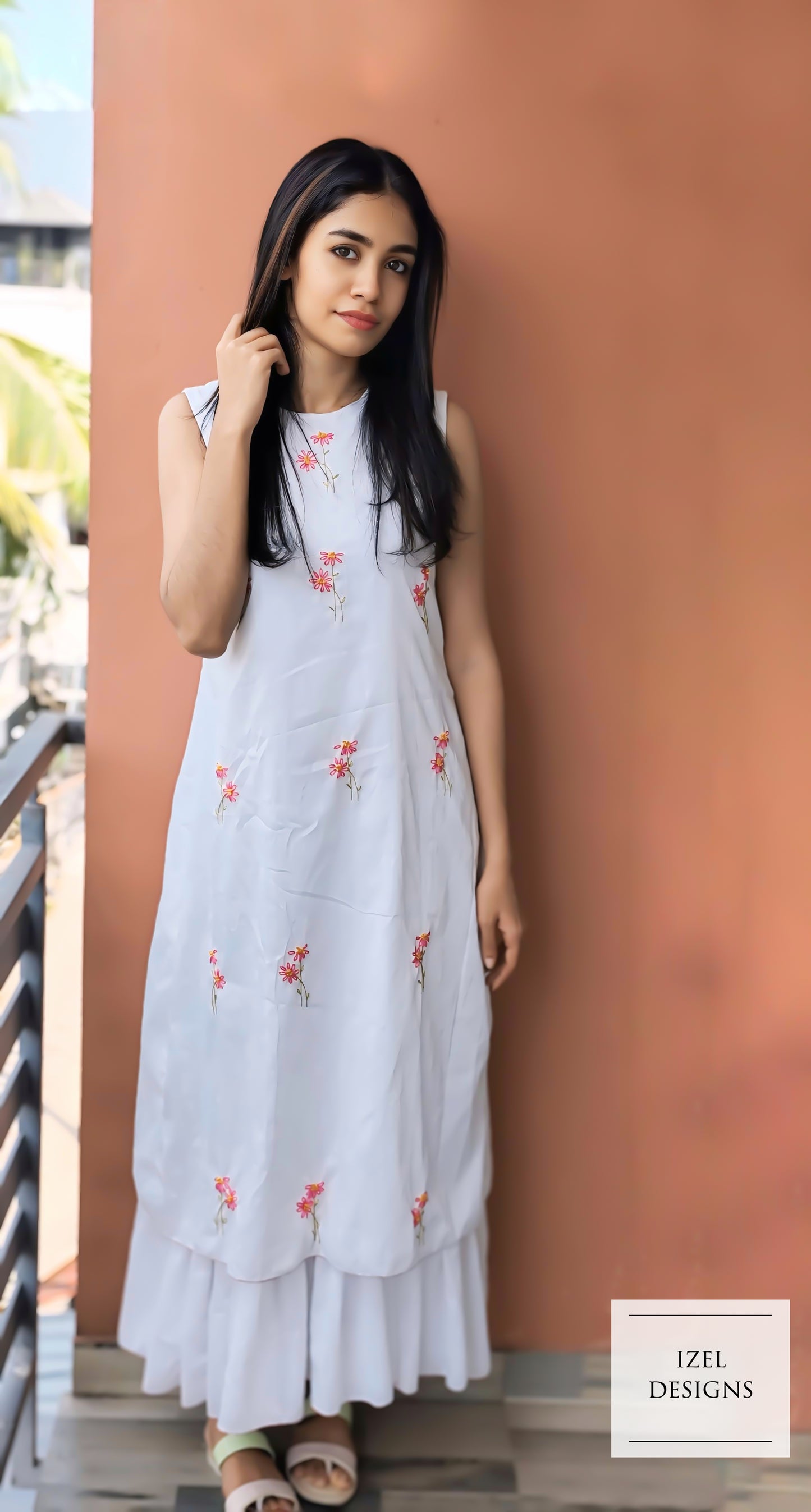Hand embroidery aline maxi dress