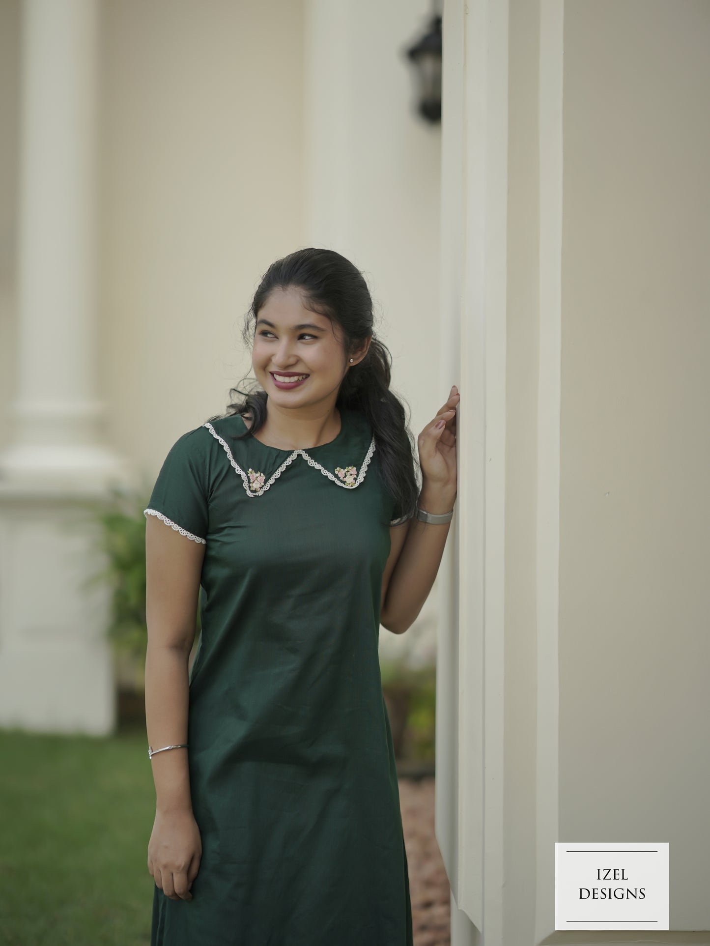 Hand embroidery aline midi dress