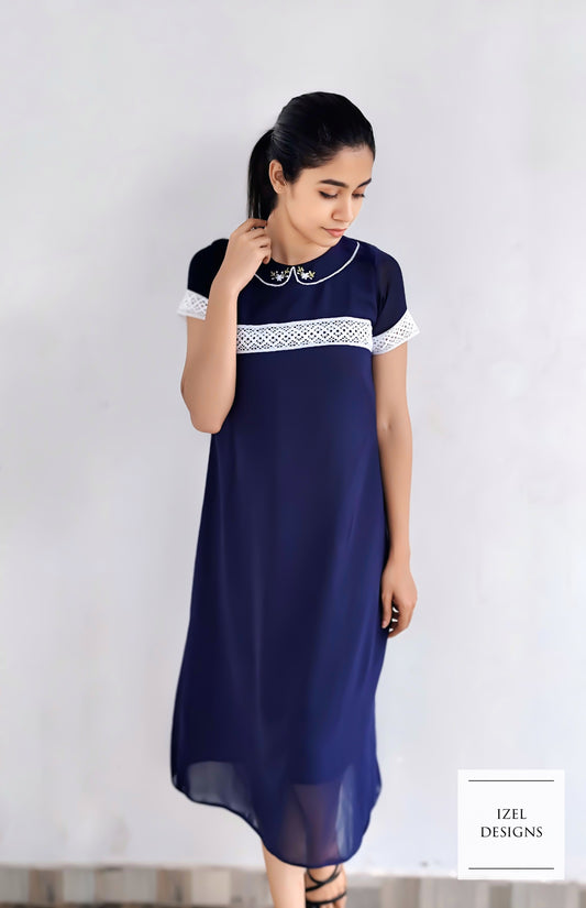 Hand embroidery aline midi dress