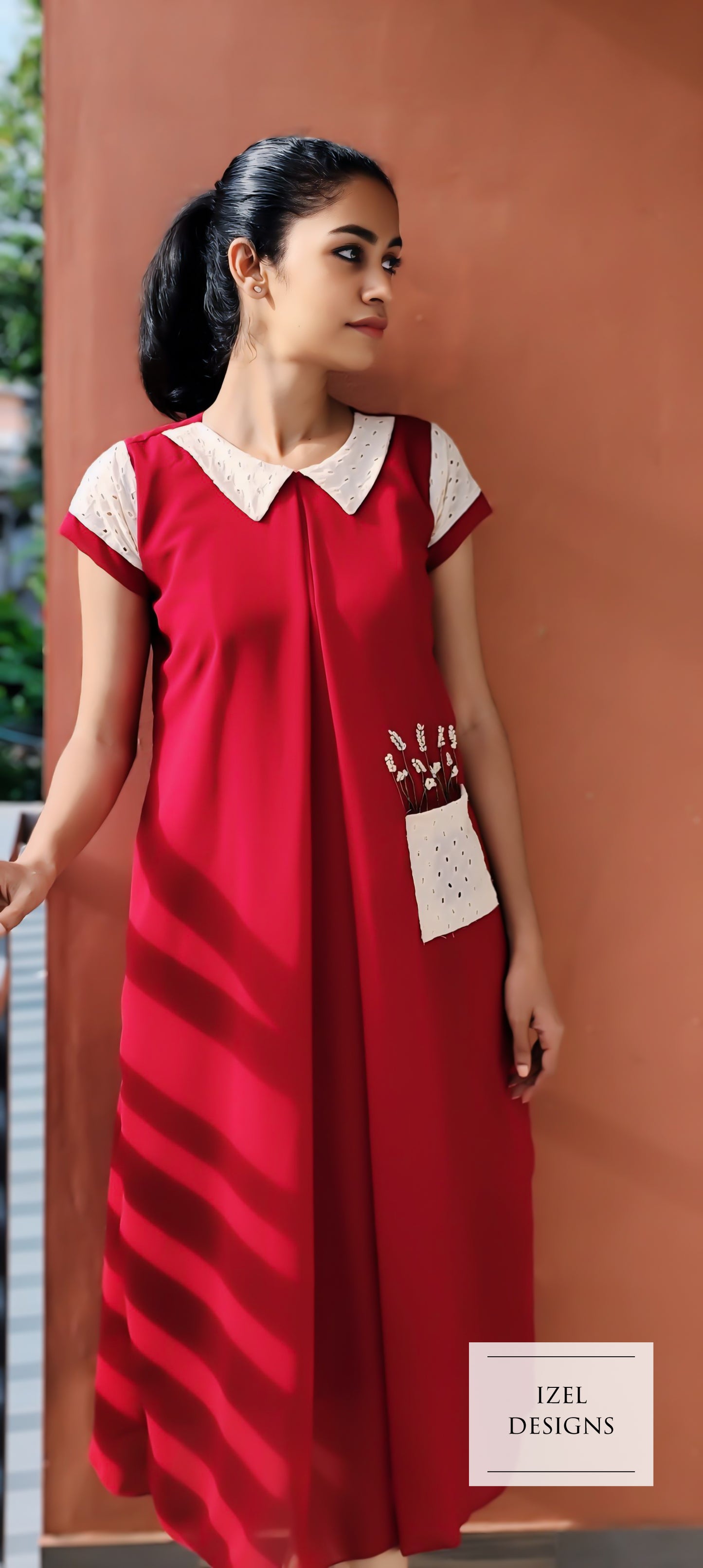 Hand embroidery aline maxi dress