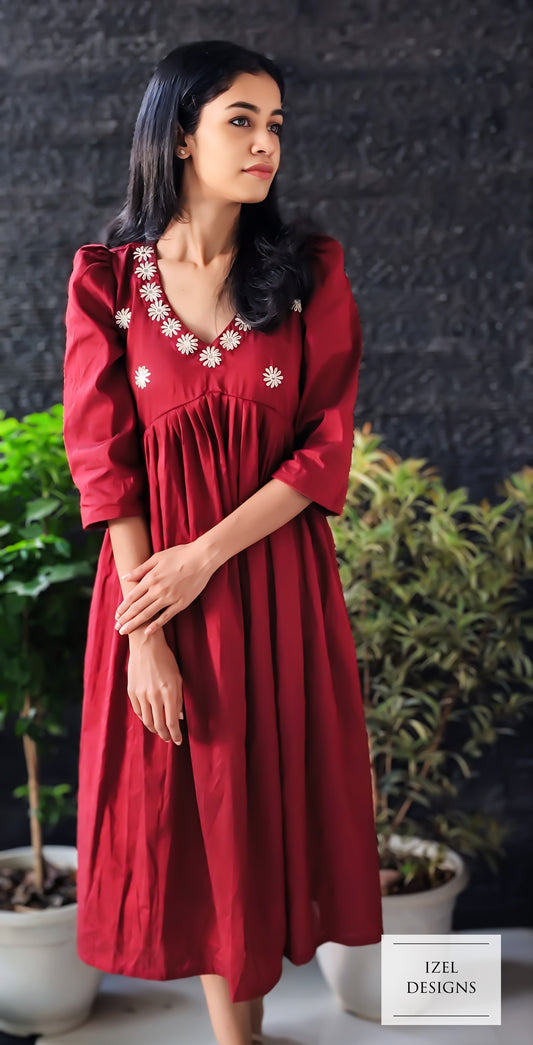 Hand embroidery aliya cut maxi dress