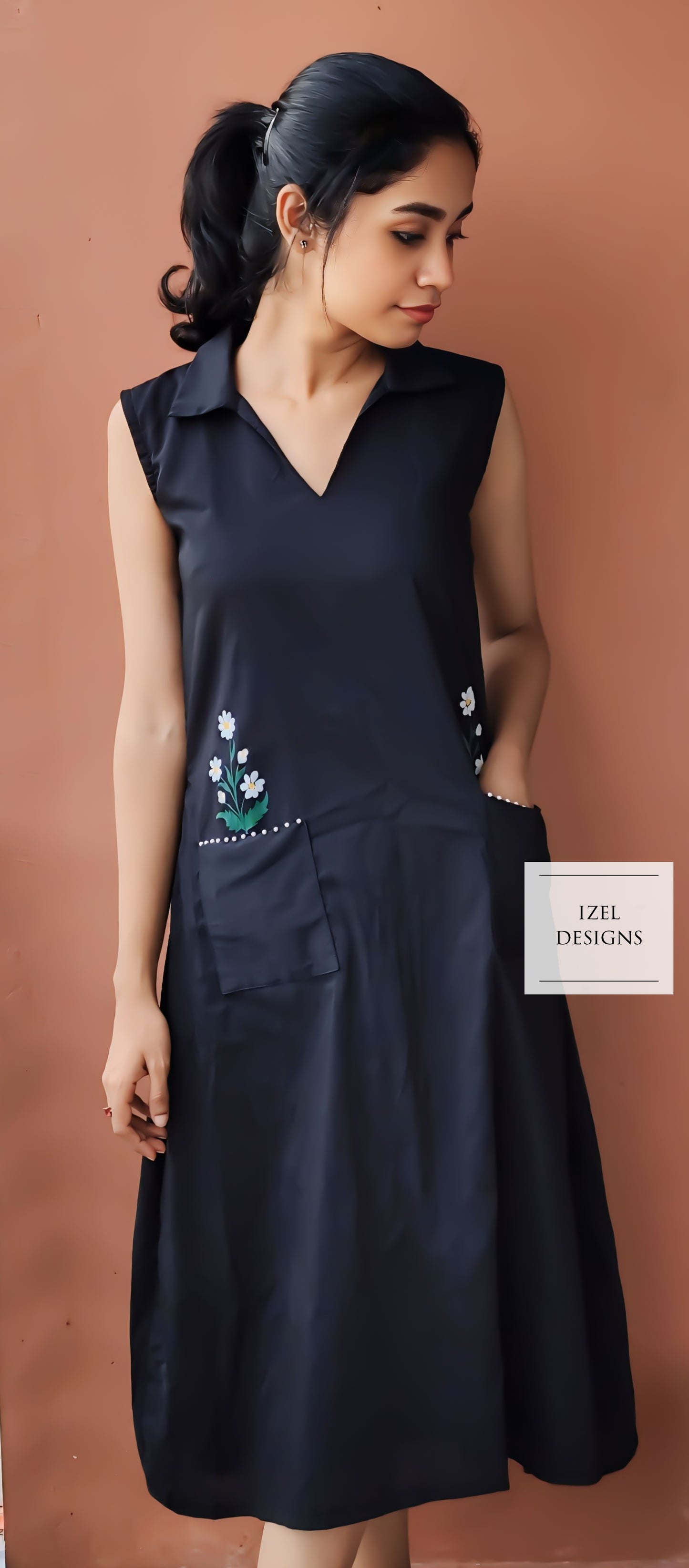 Hand painted aline midi dress