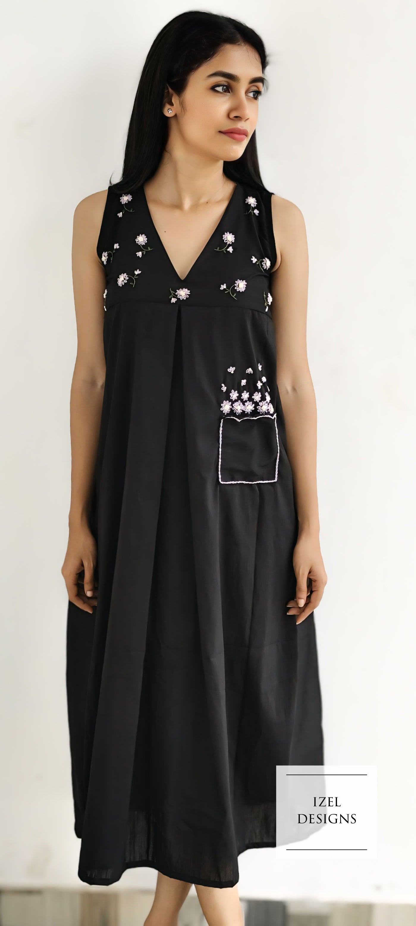 Hand embroidery aline maxi dress