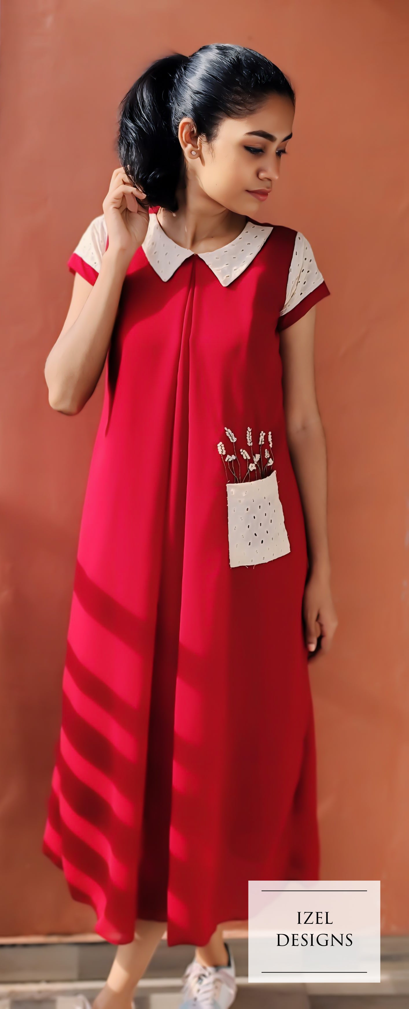 Hand embroidery aline maxi dress