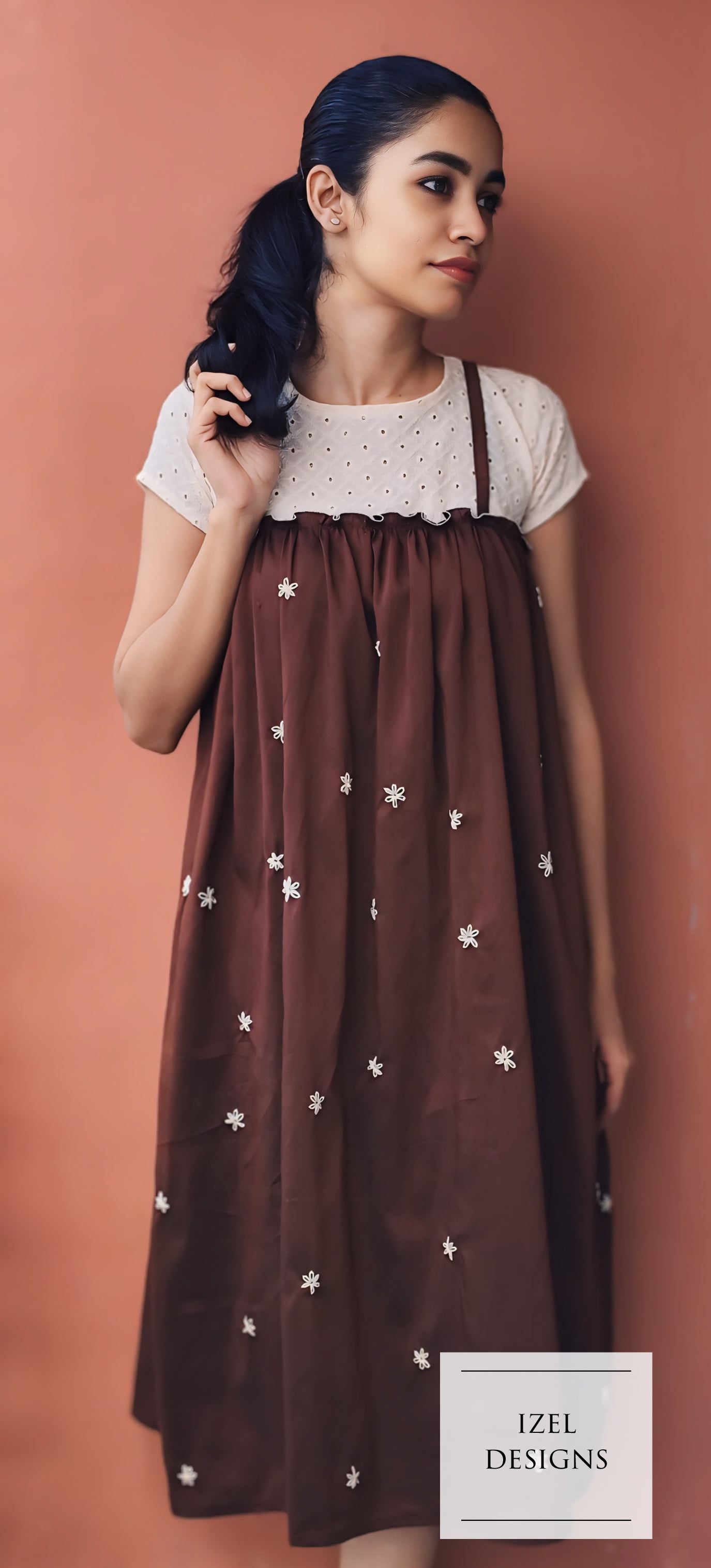 Hand embroidery midi dress & crop top