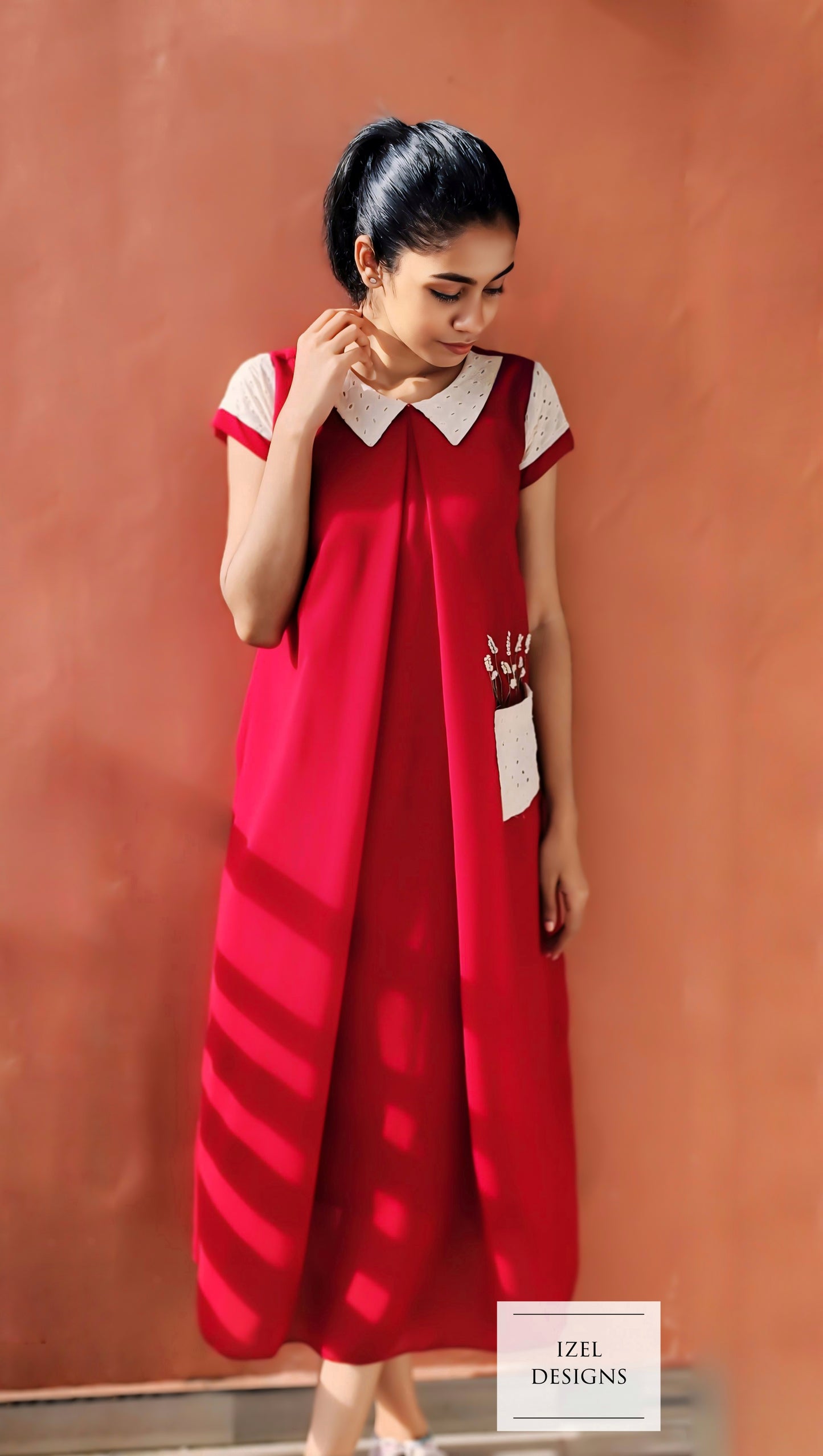 Hand embroidery aline maxi dress