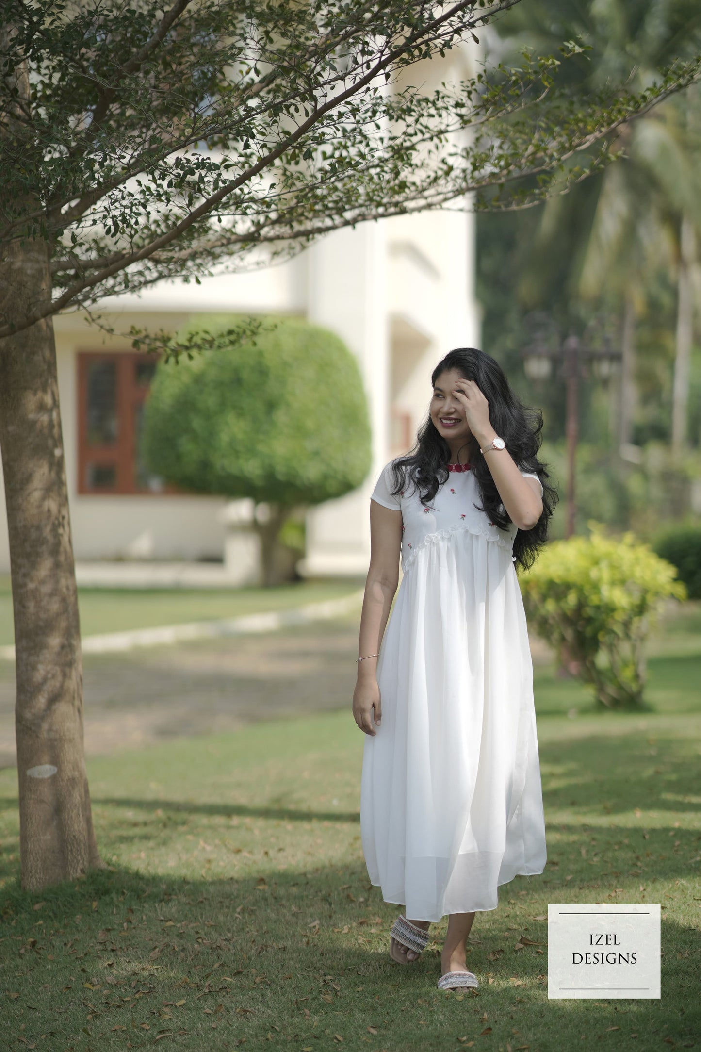 Hand embroidery aliya cut maxi dress