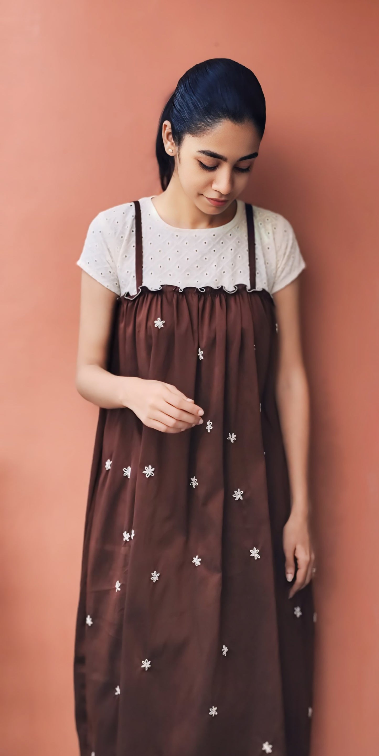 Hand embroidery midi dress & crop top