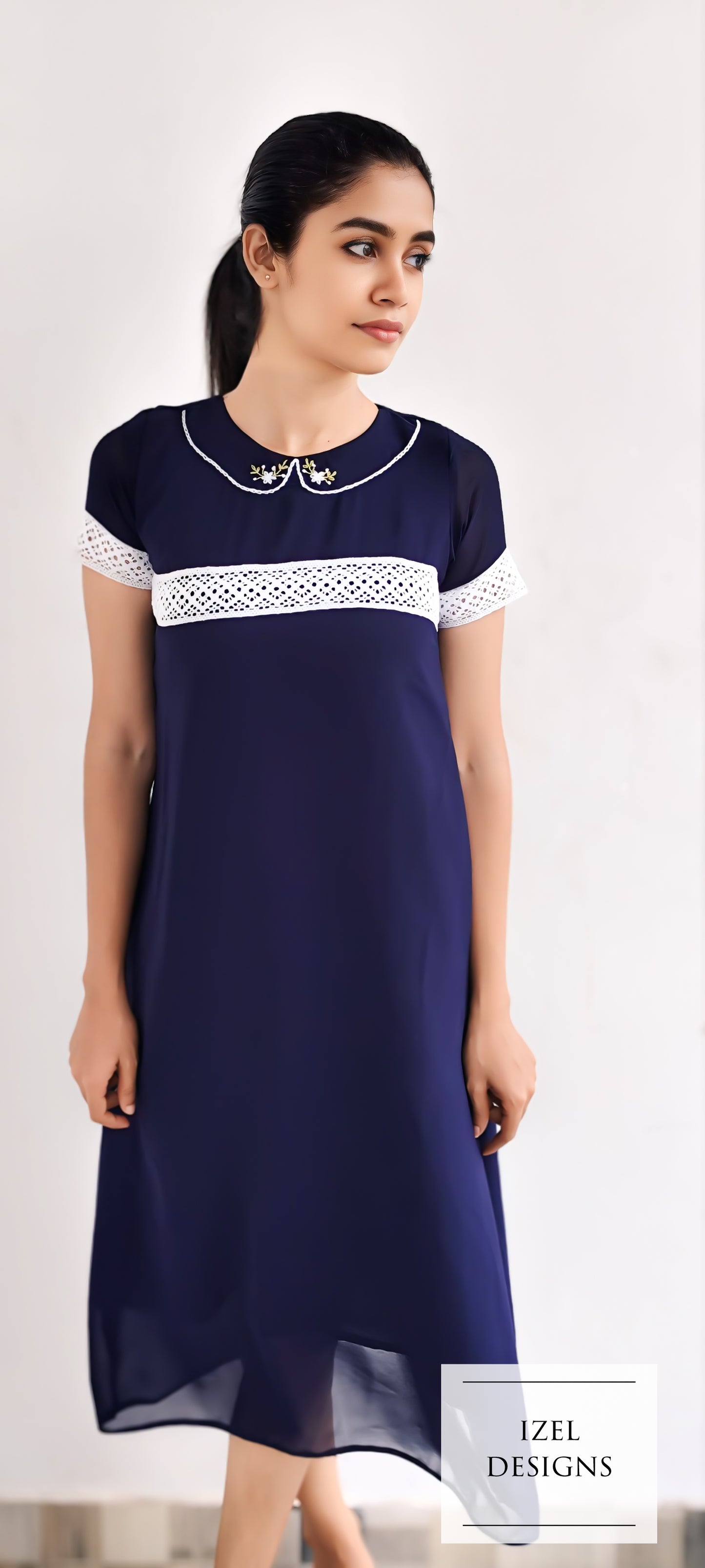 Hand embroidery aline midi dress