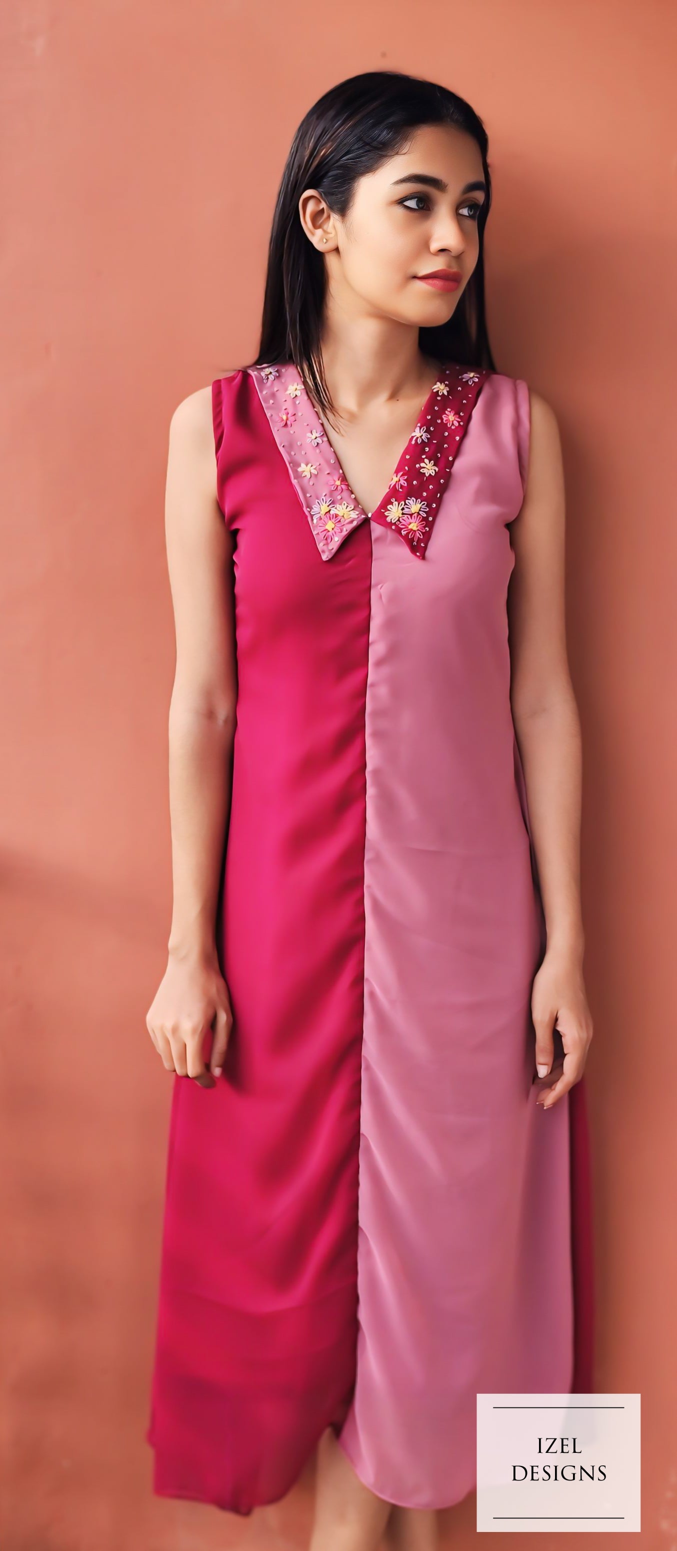 Hand embroidery aline midi dress