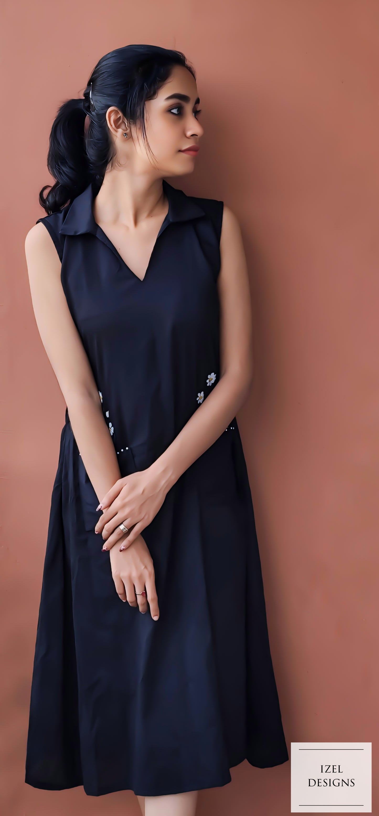 Hand painted aline midi dress