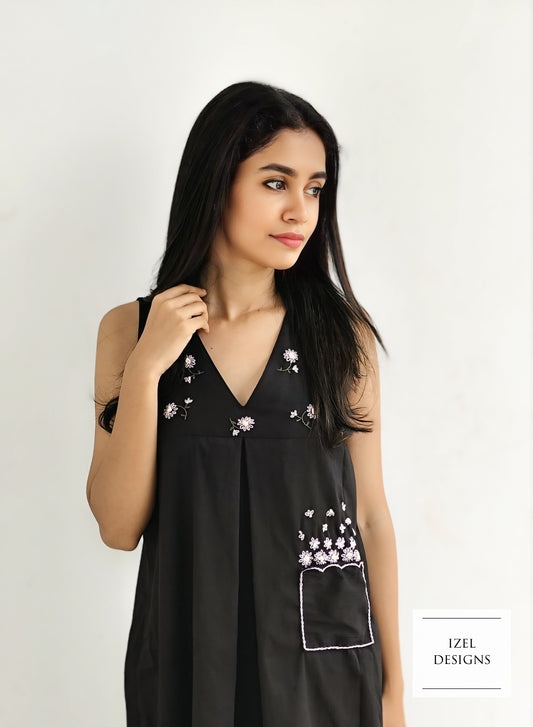 Hand embroidery aline maxi dress