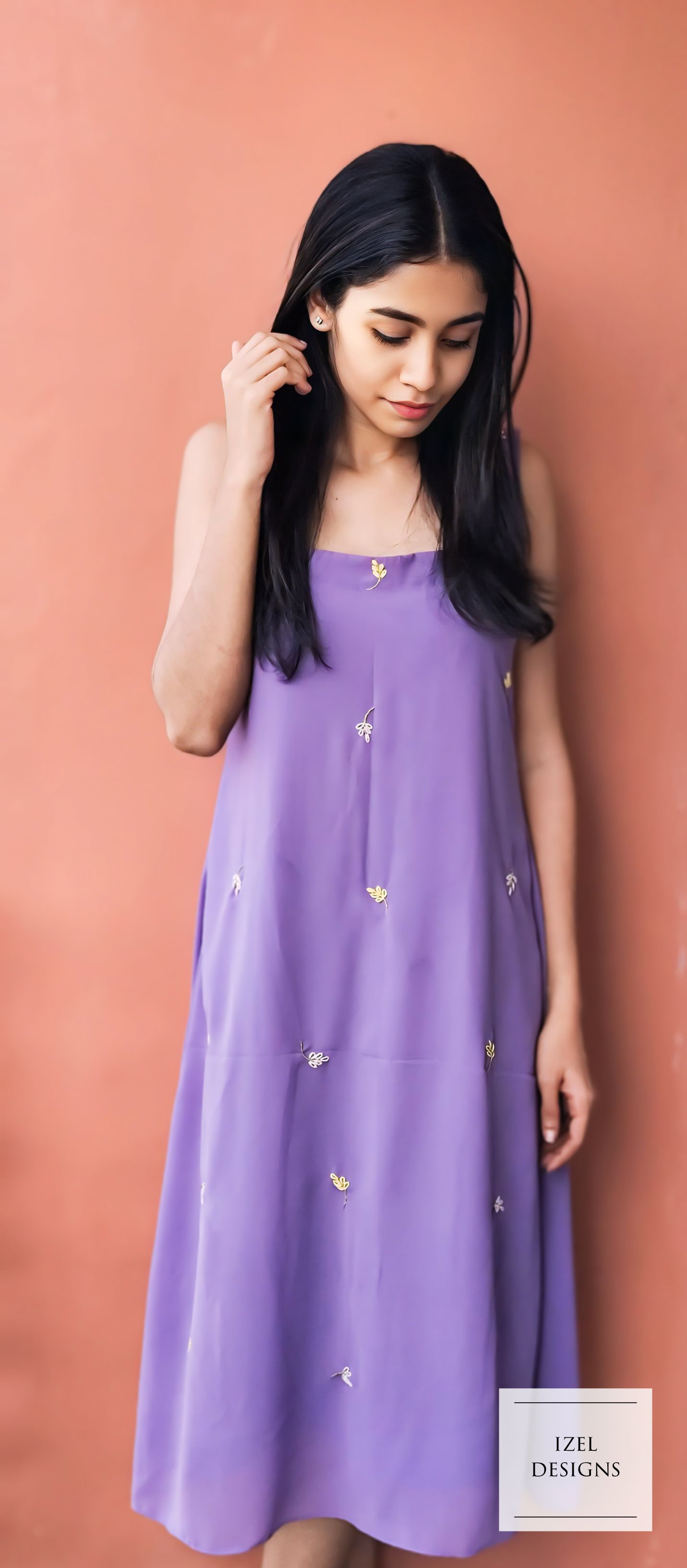 Hand embroidery aline midi dress & crop top