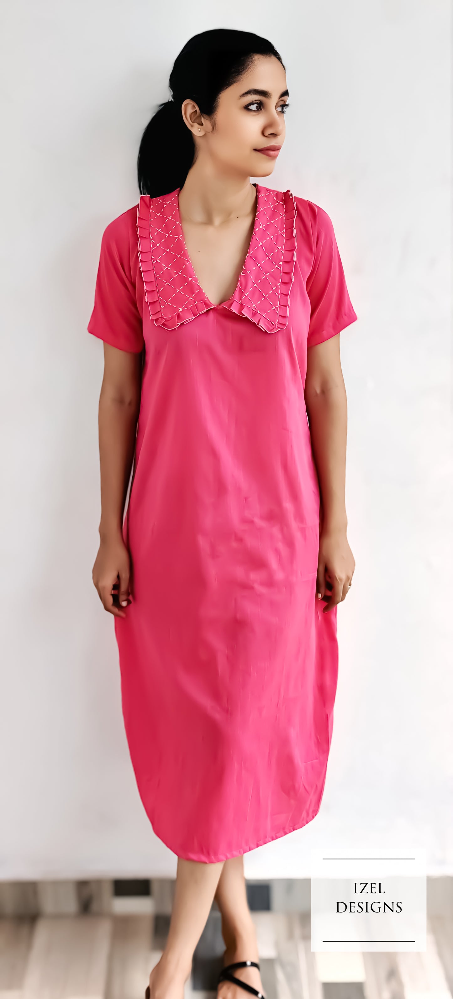 Hand embroidery aline midi dress