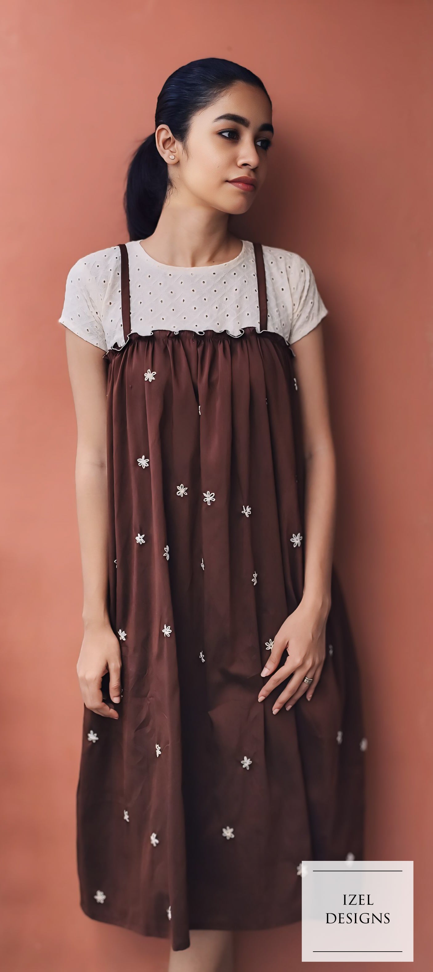 Hand embroidery midi dress & crop top