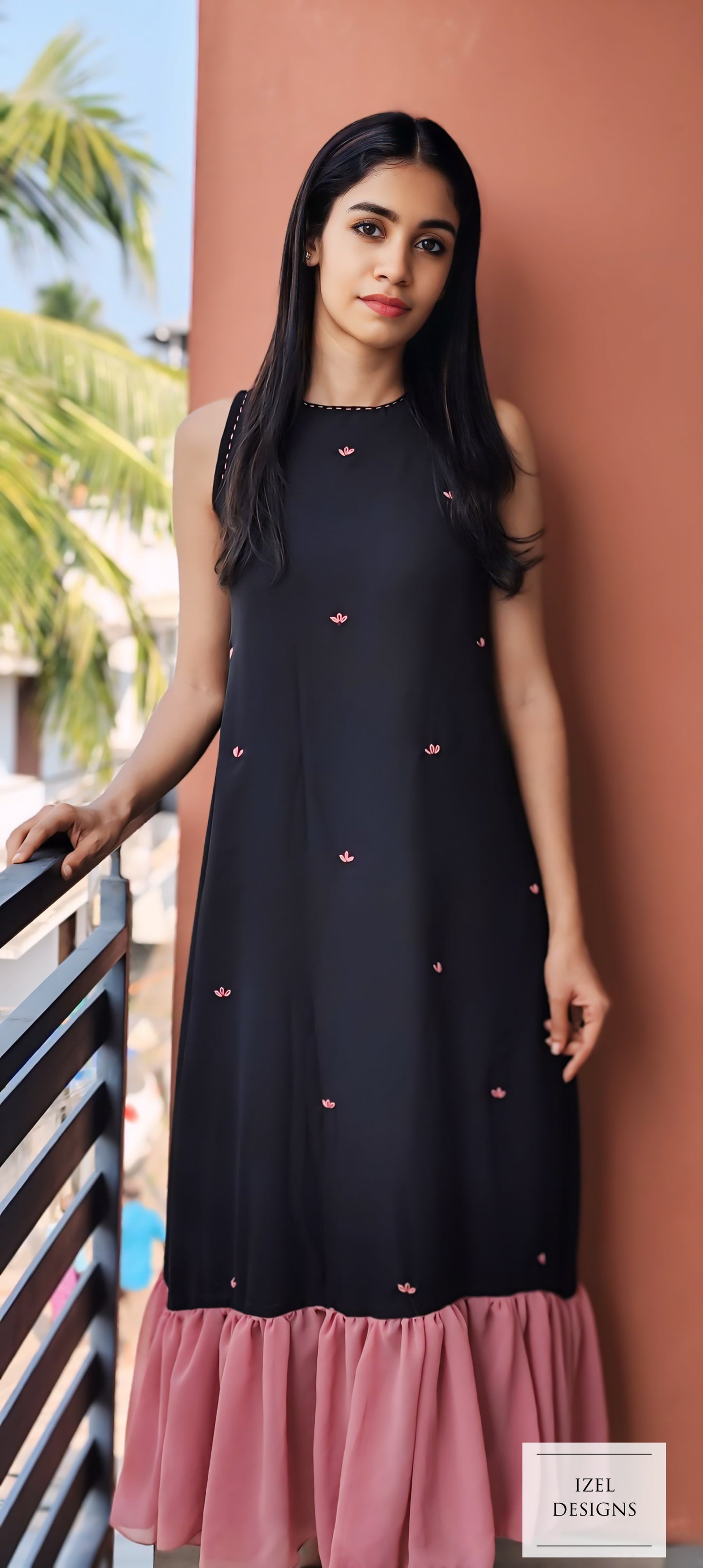 Hand embroidery aline maxi dress