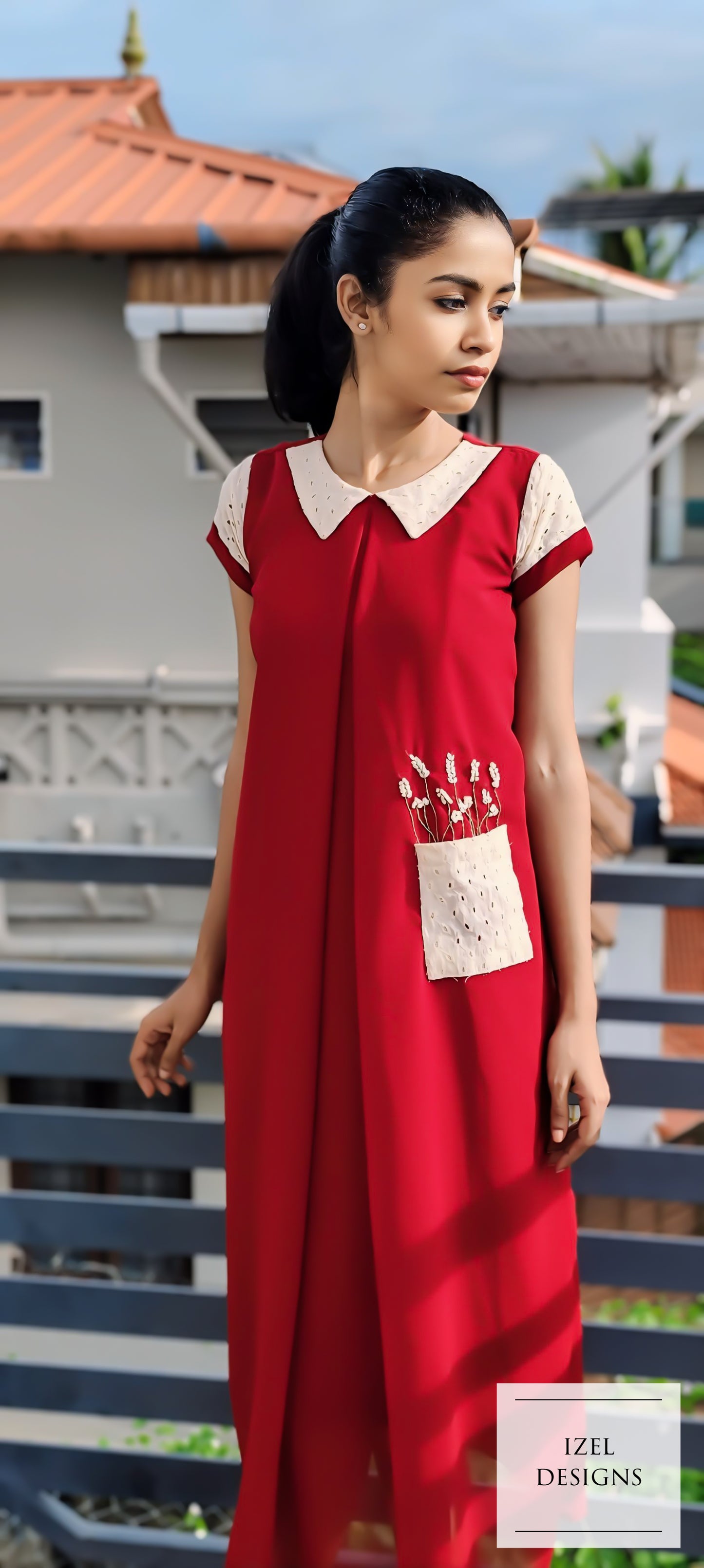 Hand embroidery aline maxi dress