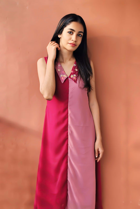 Hand embroidery aline midi dress