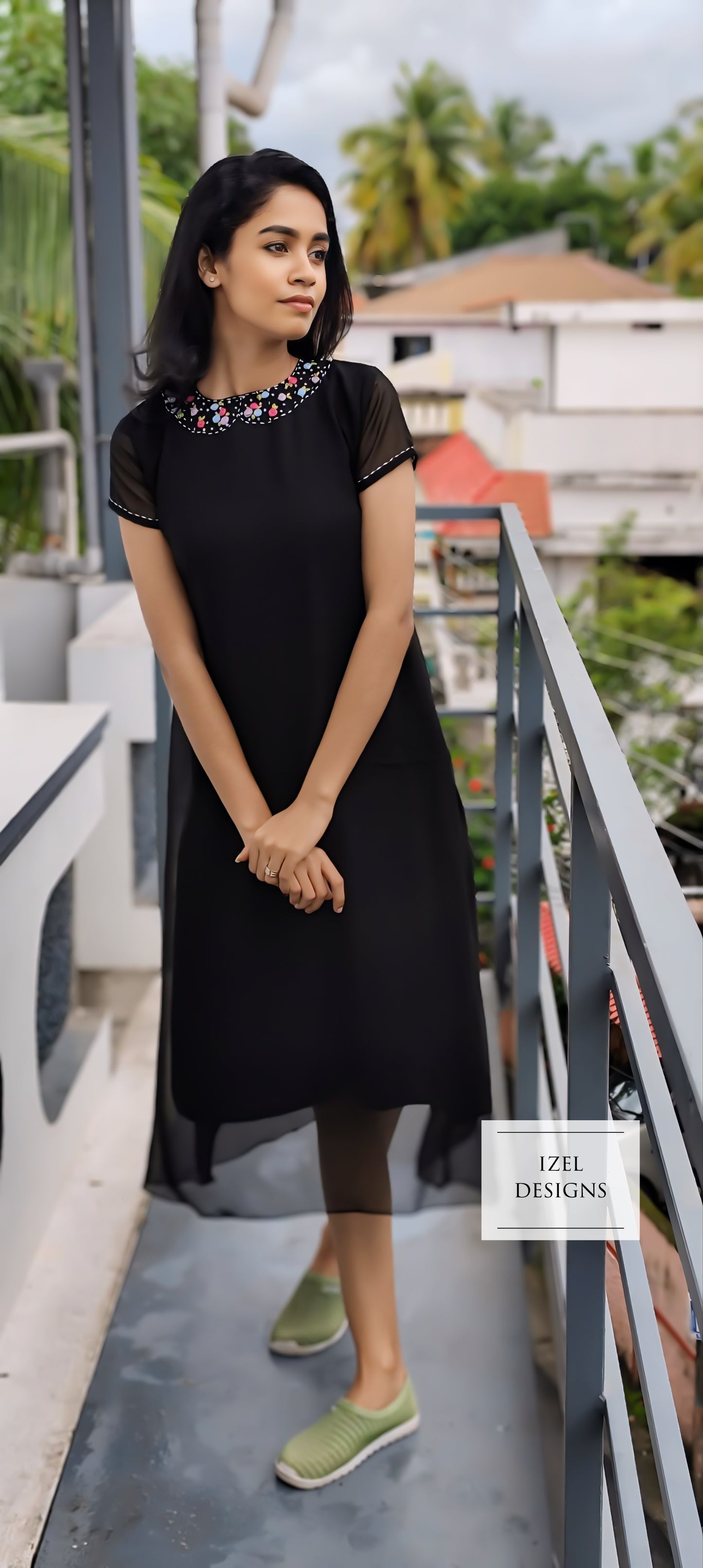 Hand embroidery aline midi dress