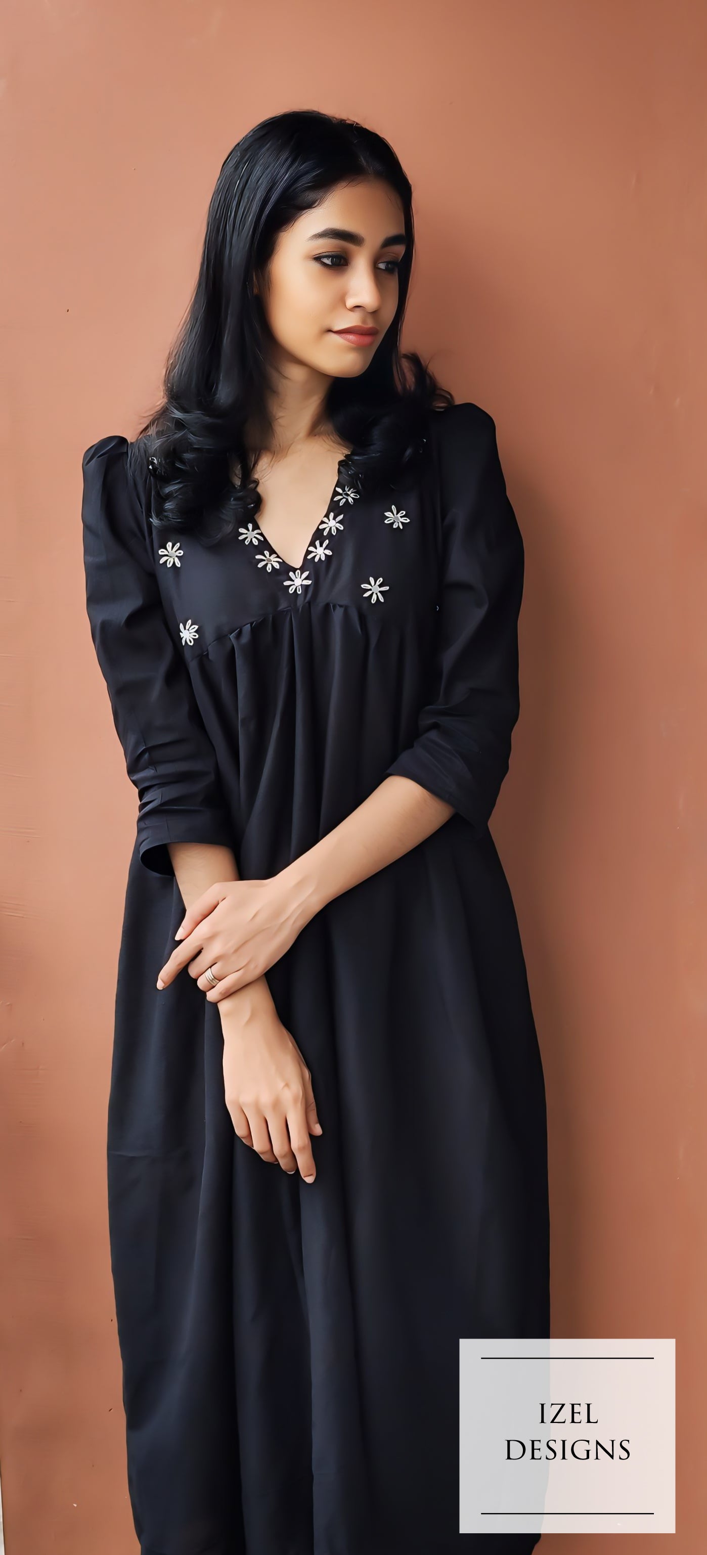 Hand embroidery aliya cut maxi dress