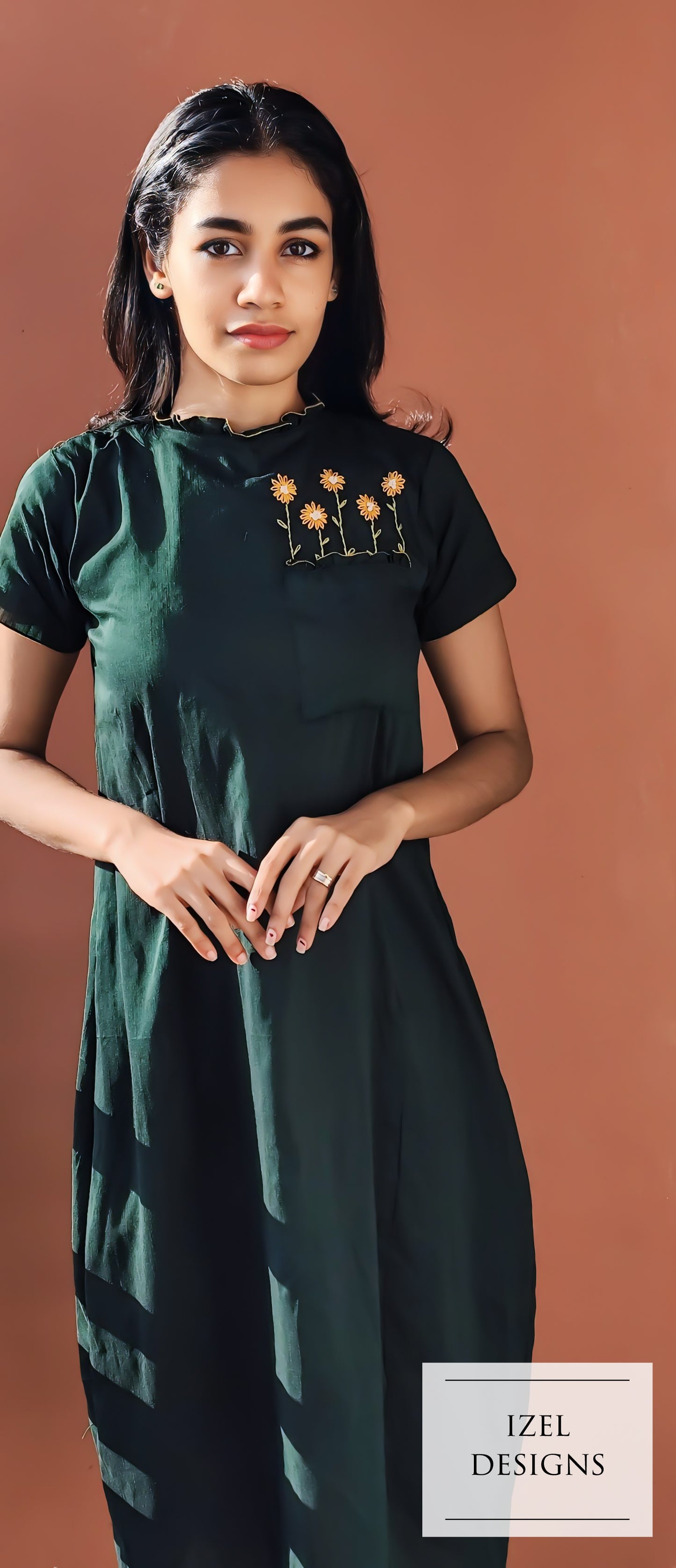 Hand embroidery aline midi dress